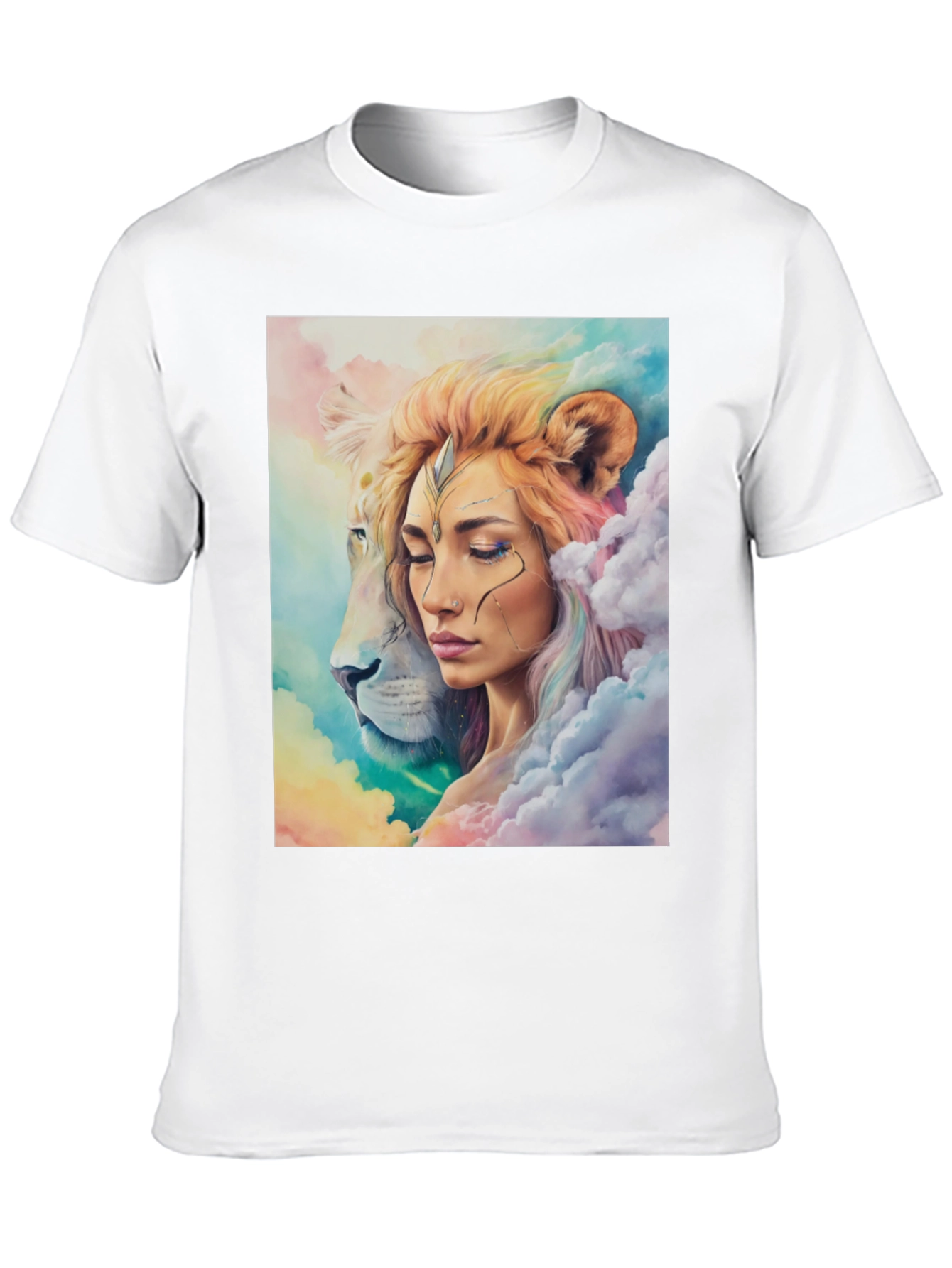 Lion Woman Graphic T-Shirt - Artistic Design
