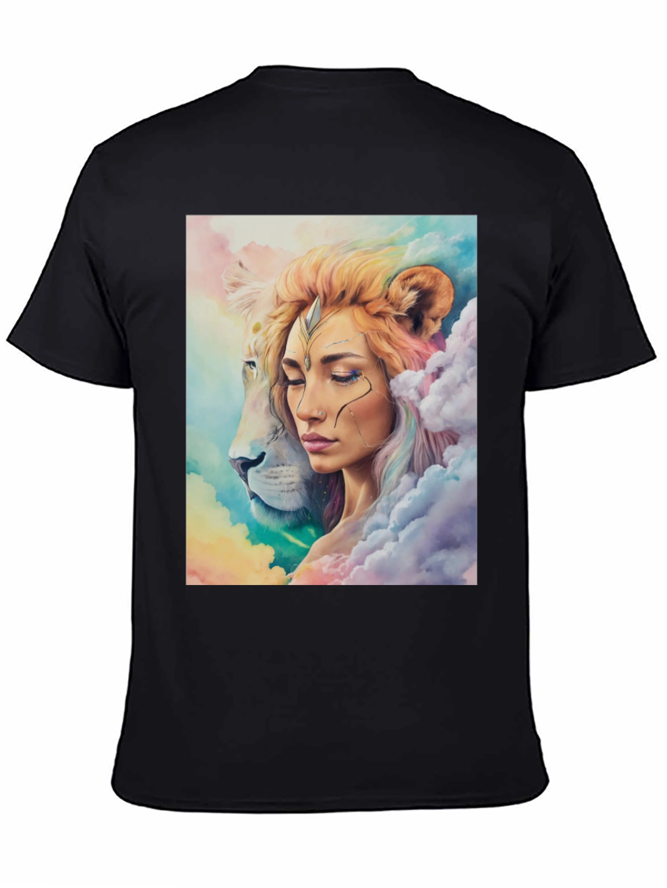 Lion Woman Graphic T-Shirt - Artistic Design
