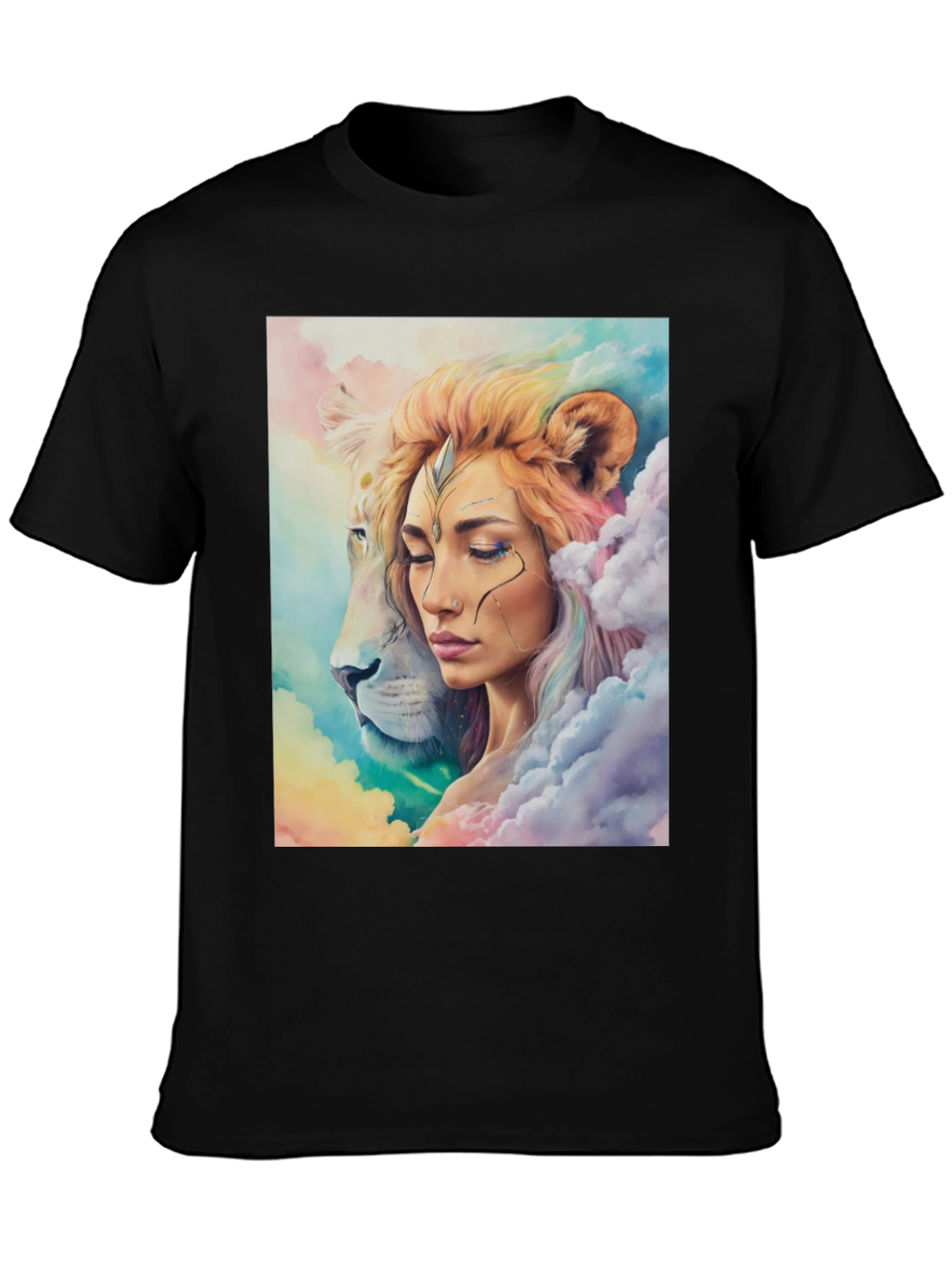 Lion Woman Graphic T-Shirt - Artistic Design