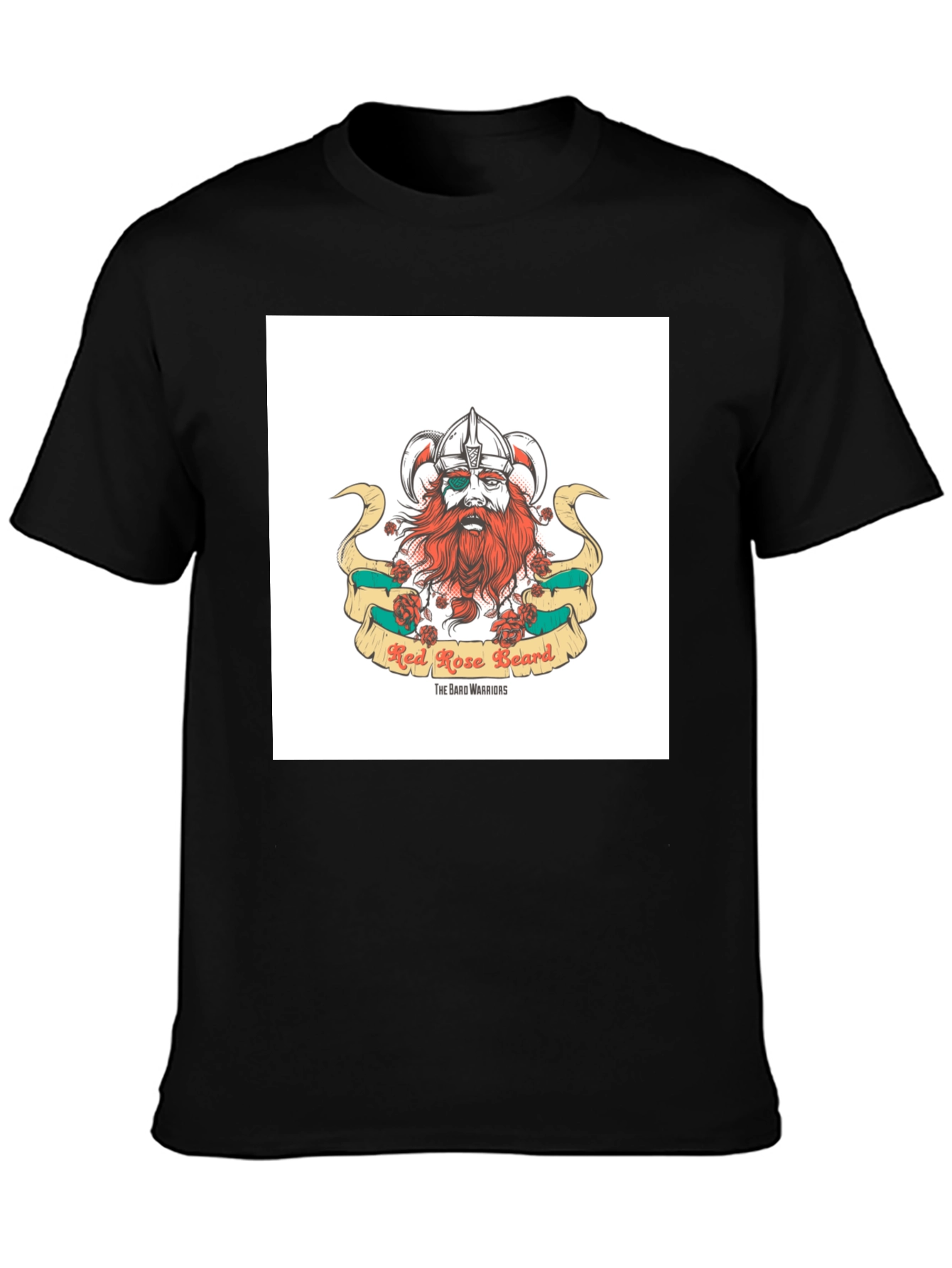 Red Rose Beard Viking Graphic T-Shirt