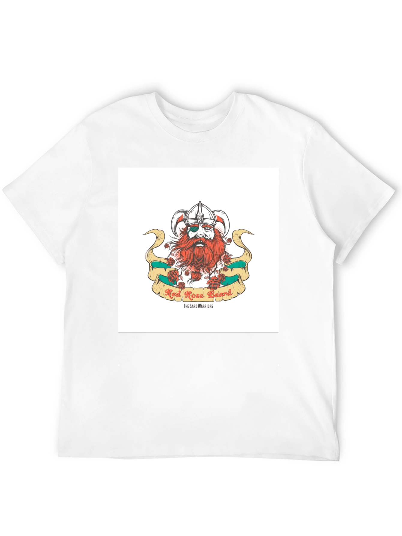 Red Rose Beard Viking Graphic T-Shirt