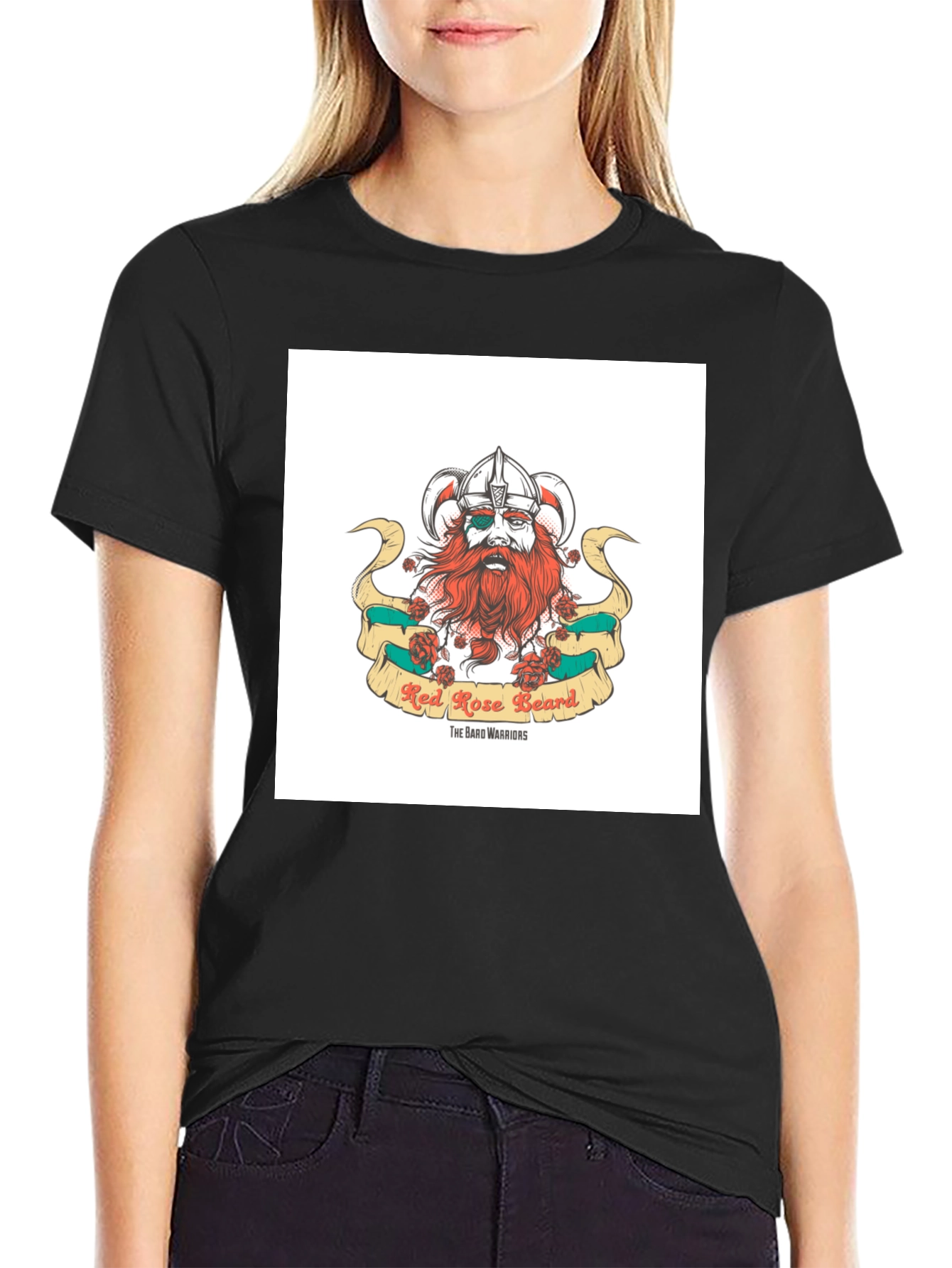 Red Rose Beard Viking Graphic T-Shirt