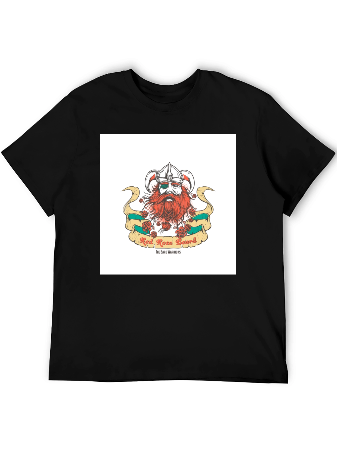 Red Rose Beard Viking Graphic T-Shirt