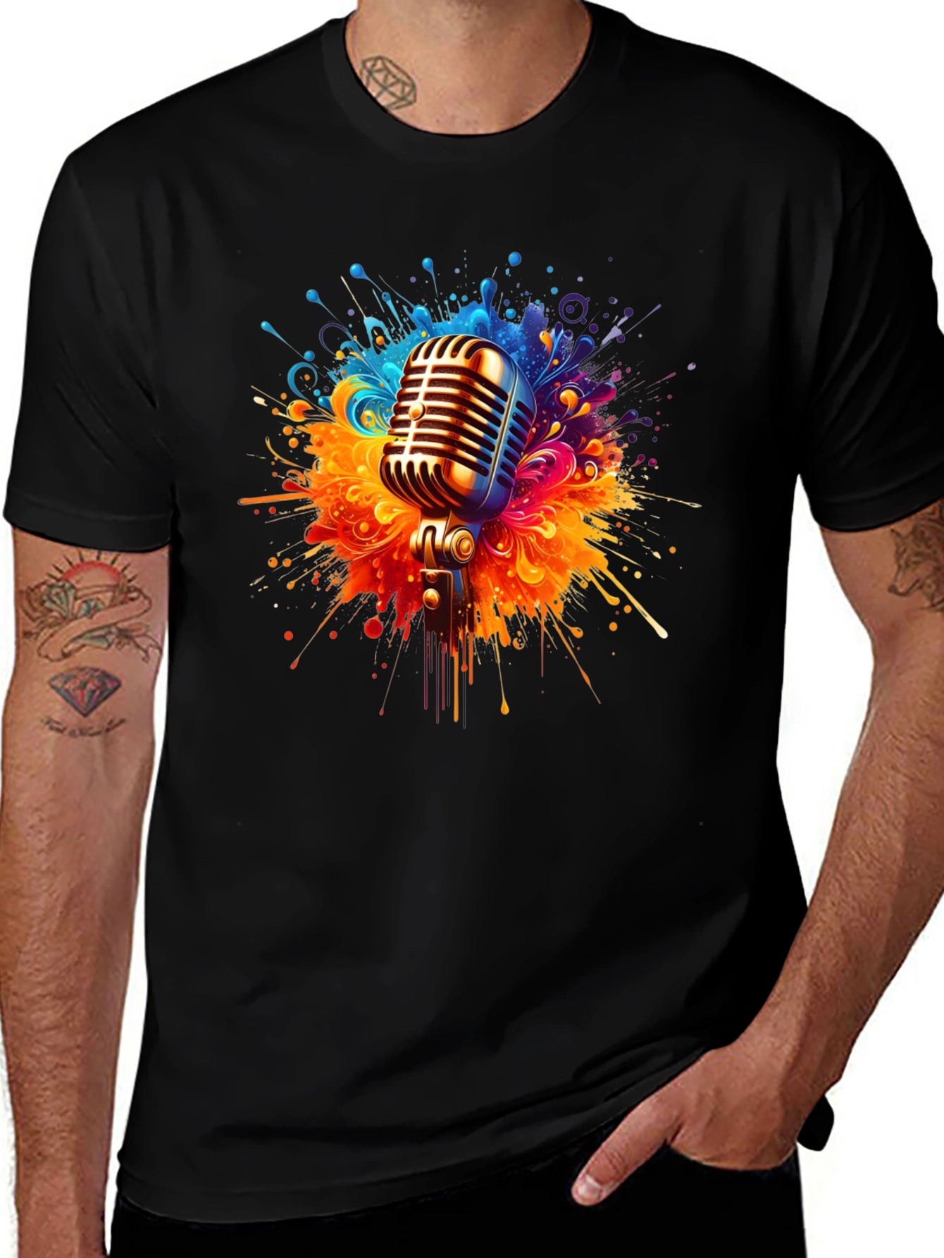 Retro Microphone T-Shirt - Music Inspired Graphic Tee