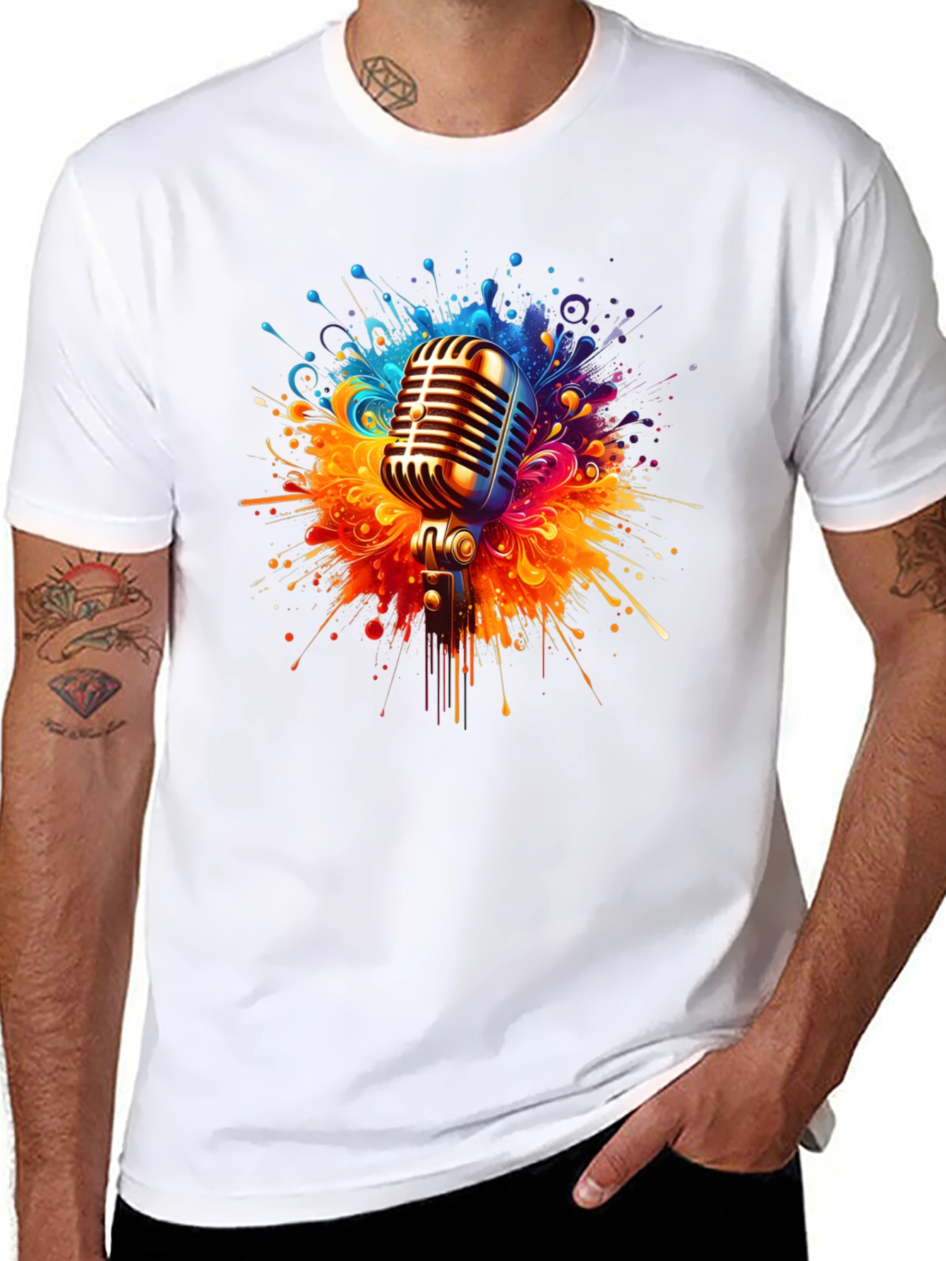 Retro Microphone T-Shirt - Music Inspired Graphic Tee