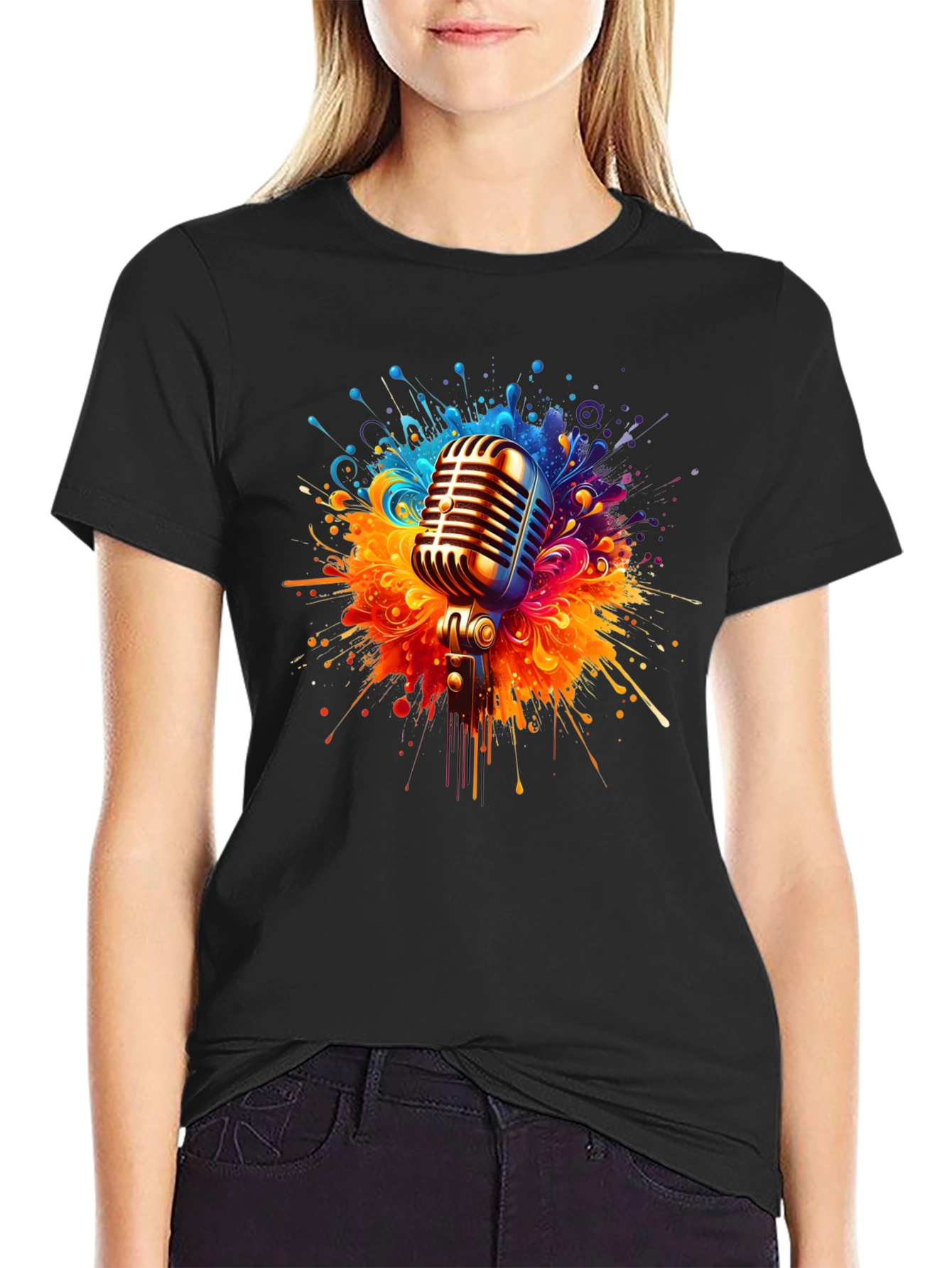 Retro Microphone T-Shirt - Music Inspired Graphic Tee