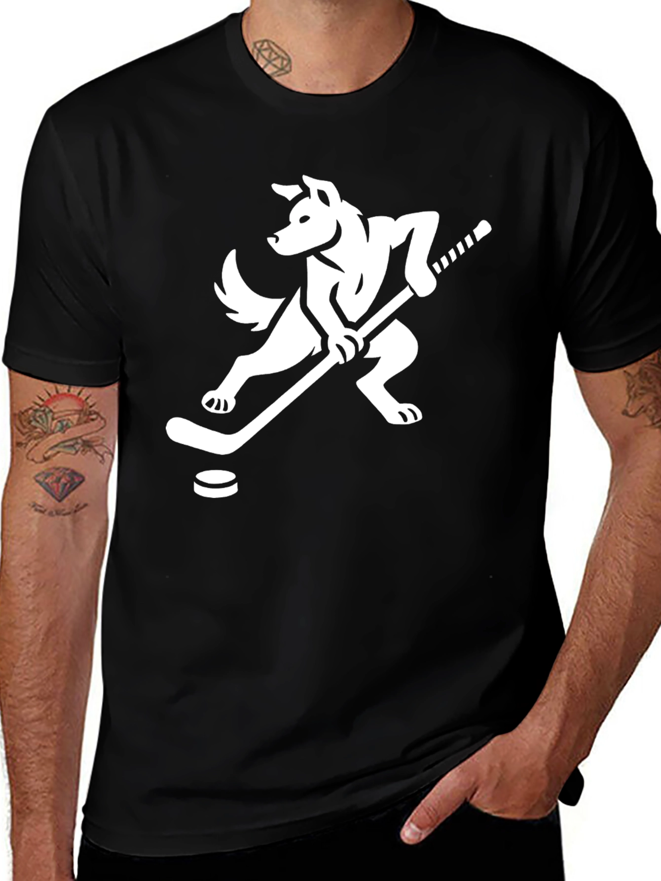 Hockey Dog Graphic Tee - Sporty Mens T-Shirt