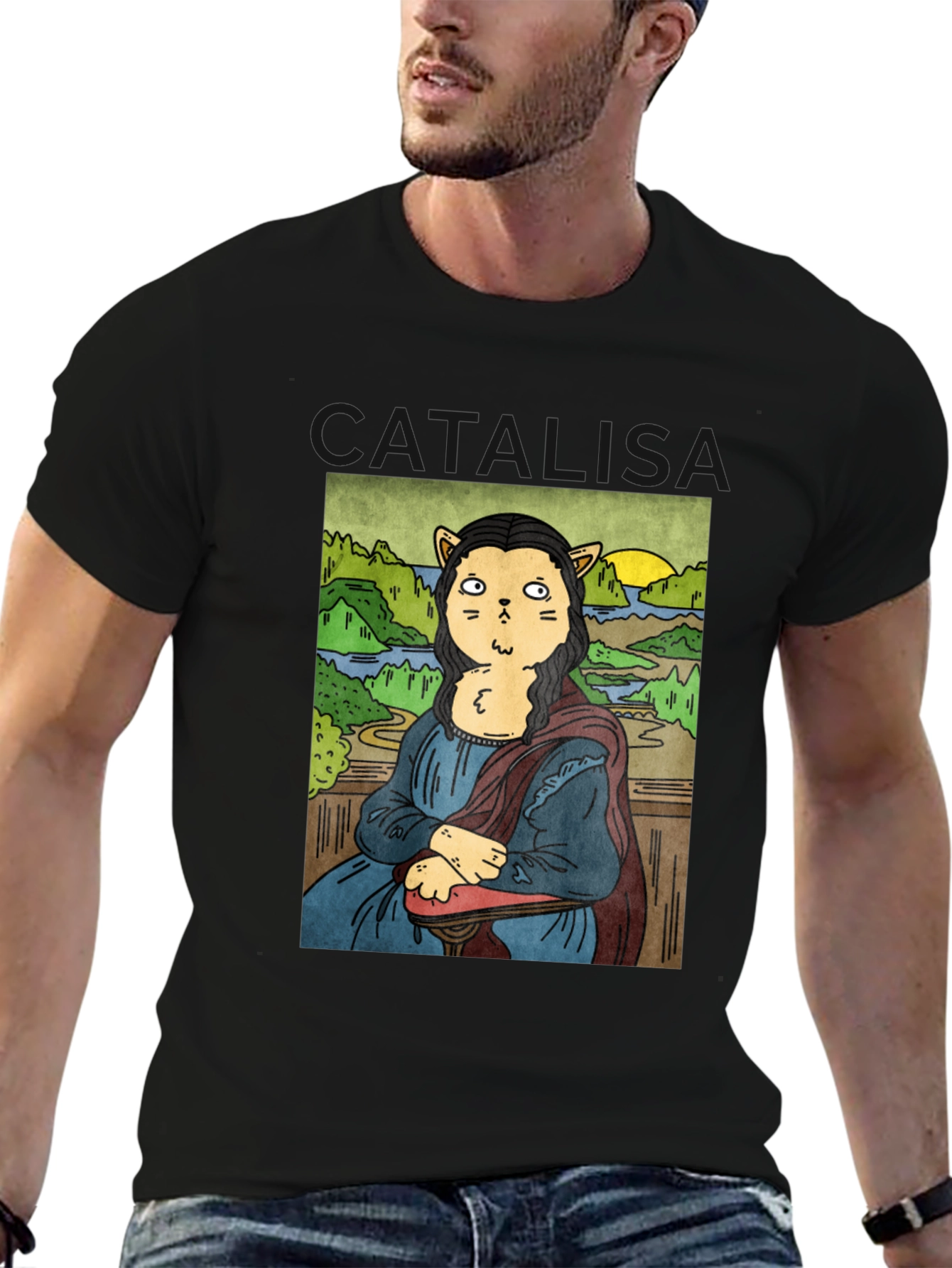 Cat Mona Lisa Graphic T-Shirt - Unisex