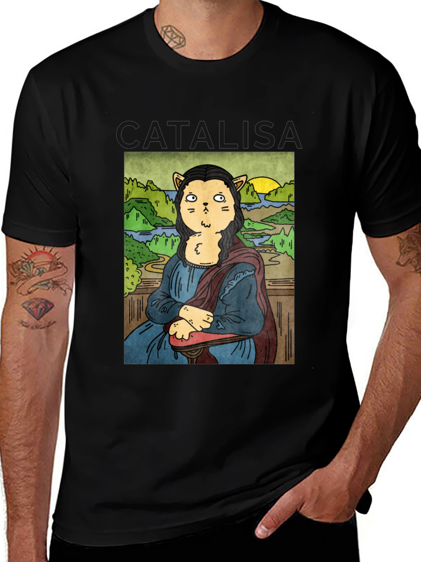 Cat Mona Lisa Graphic T-Shirt - Unisex