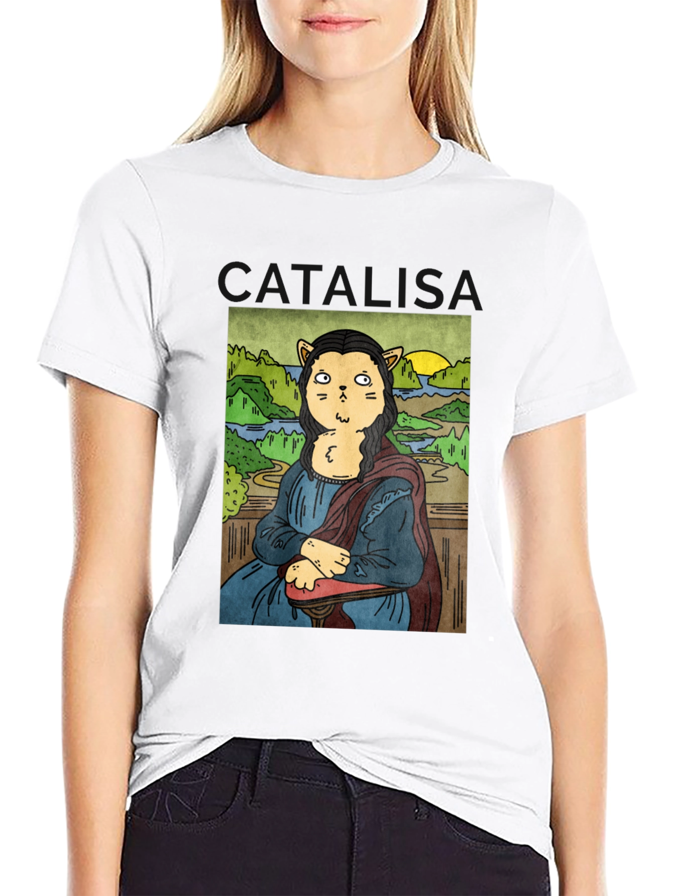 Cat Mona Lisa Graphic T-Shirt - Unisex