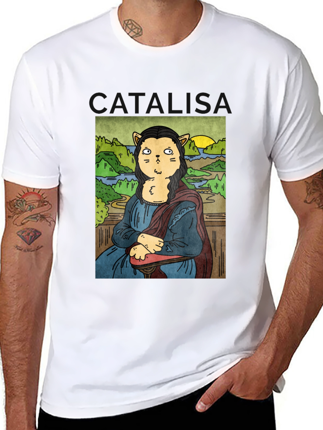 Cat Mona Lisa Graphic T-Shirt - Unisex