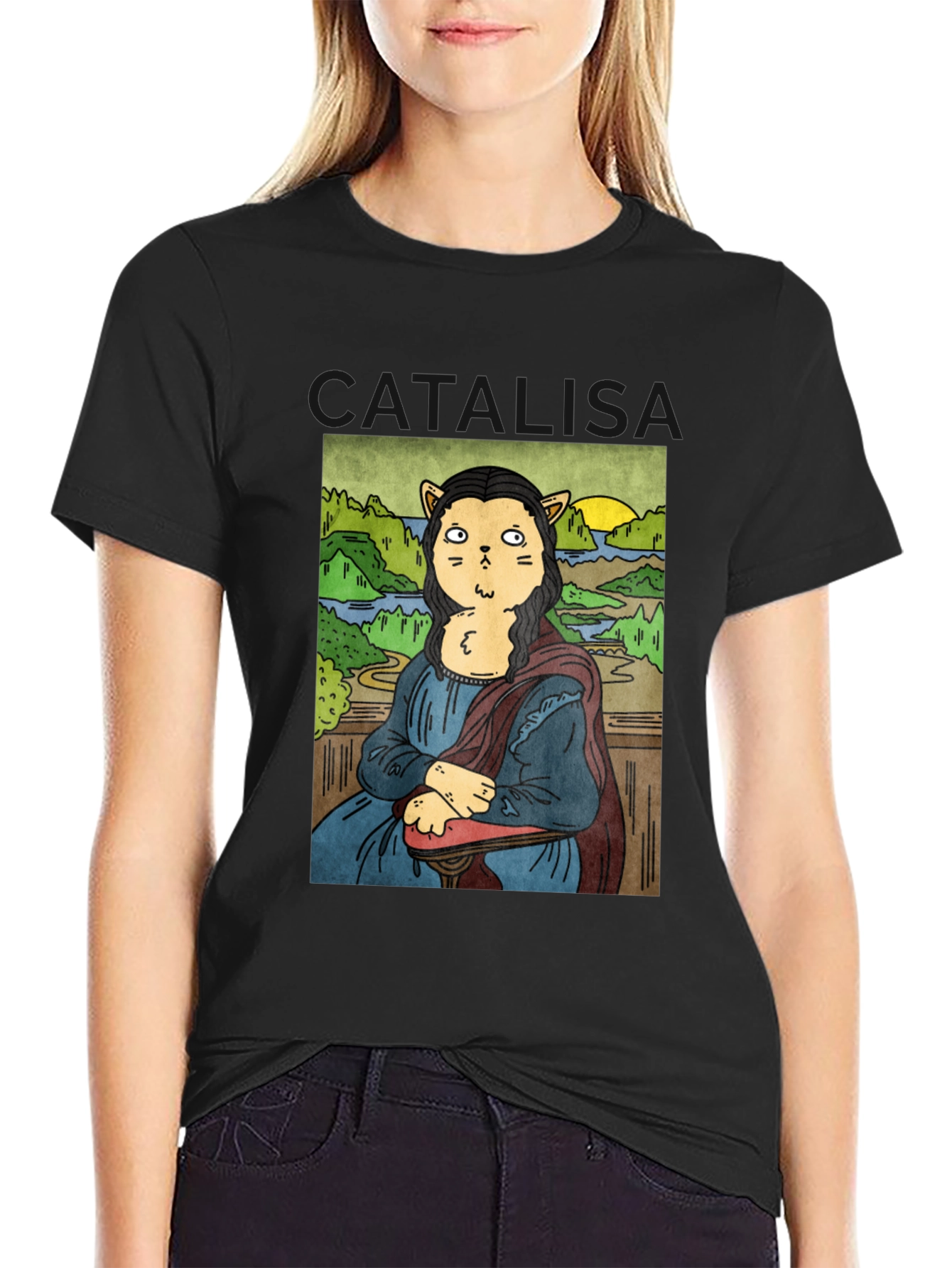 Cat Mona Lisa Graphic T-Shirt - Unisex