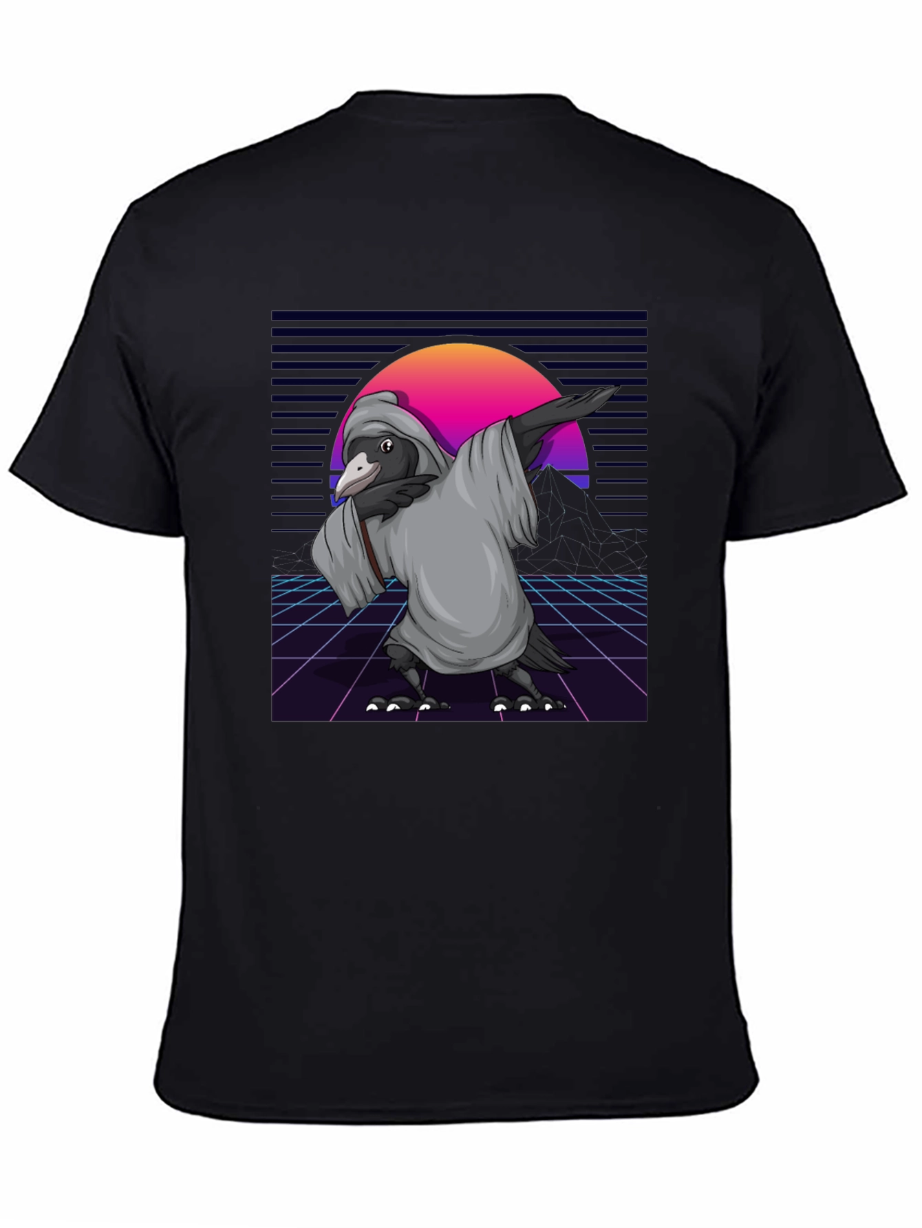 Retro Dabbing Crow T-Shirt - Synthwave Style