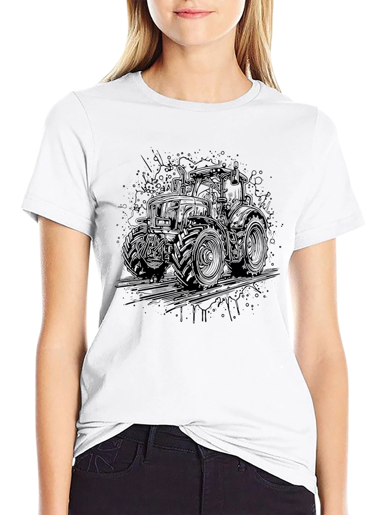 Tractor Graphic Tee - Bold Black Design
