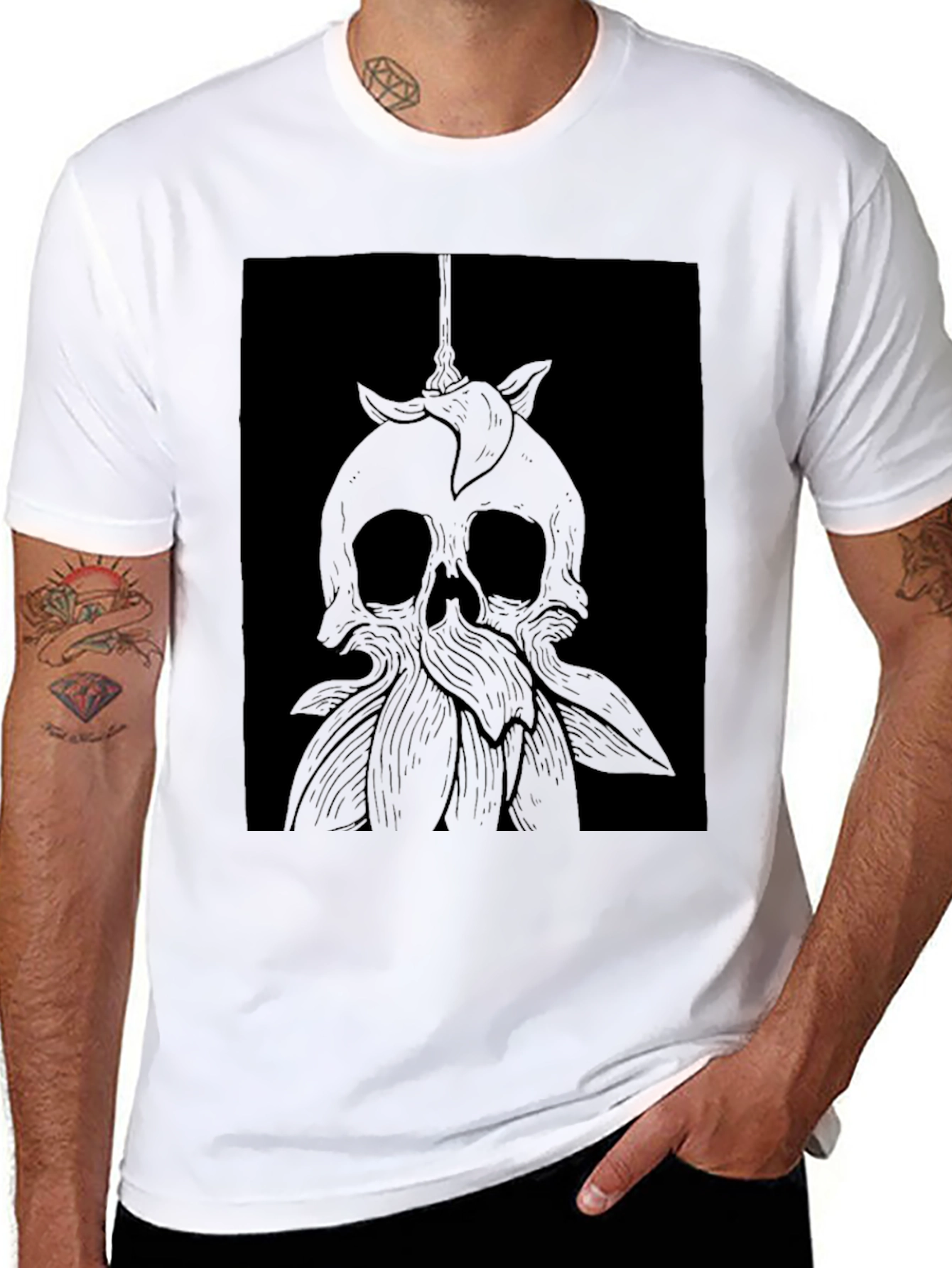 Skull & Flower Graphic Tee - Dark Aesthetic