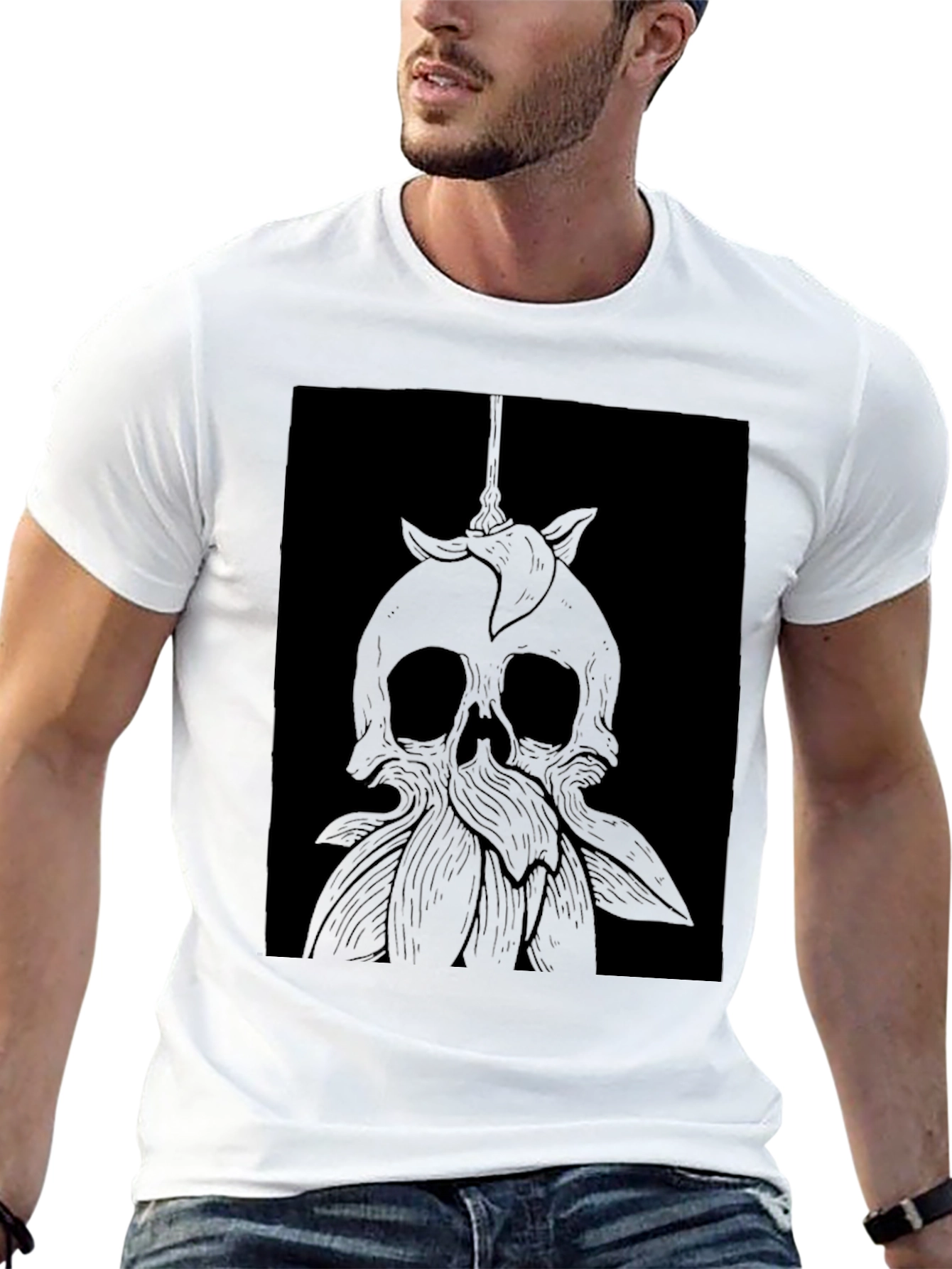 Skull & Flower Graphic Tee - Dark Aesthetic