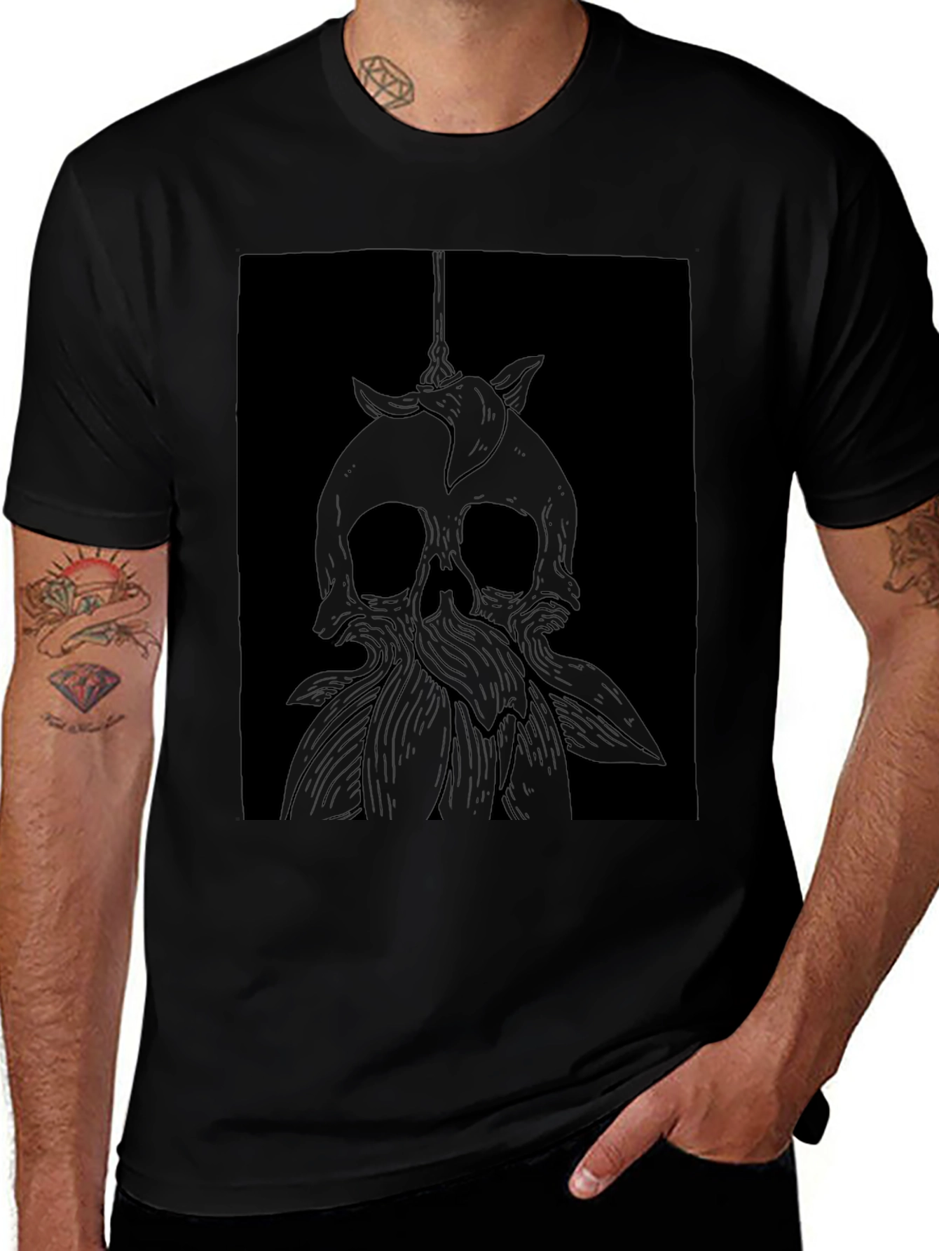 Skull & Flower Graphic Tee - Dark Aesthetic