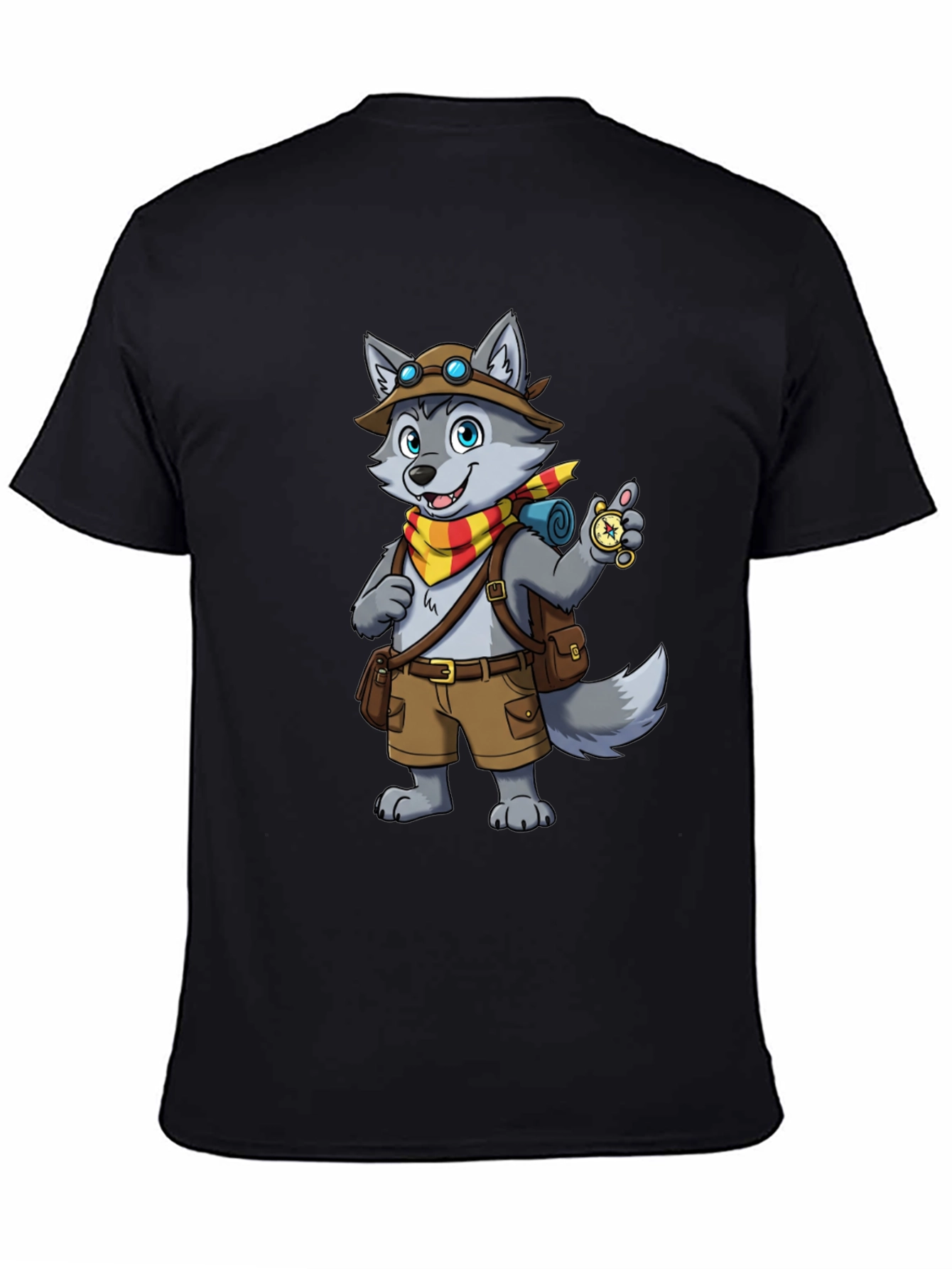 Adventurer Wolf Graphic Tee - Black Cotton