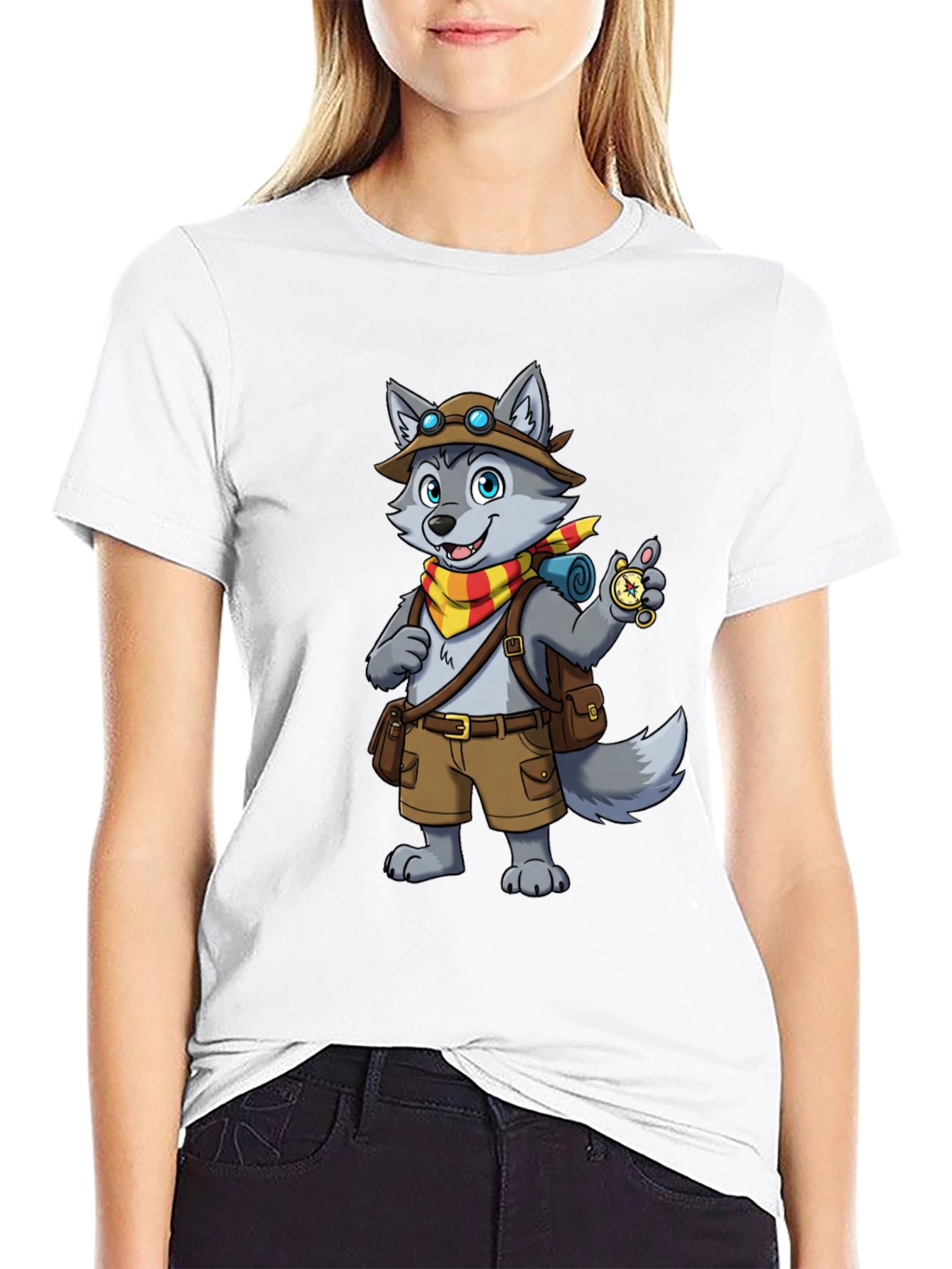 Adventurer Wolf Graphic Tee - Black Cotton
