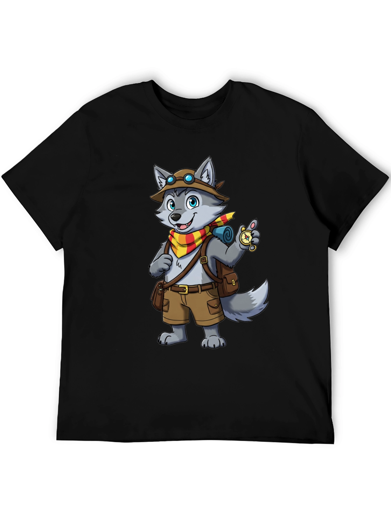 Adventurer Wolf Graphic Tee - Black Cotton