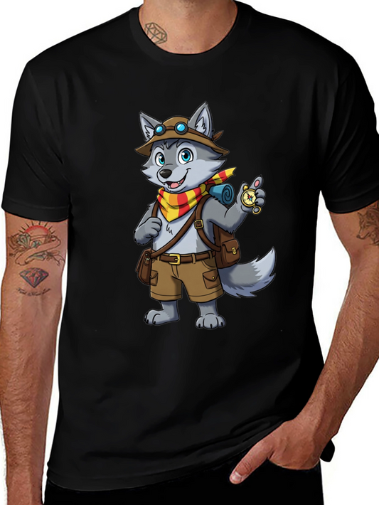 Adventurer Wolf Graphic Tee - Black Cotton
