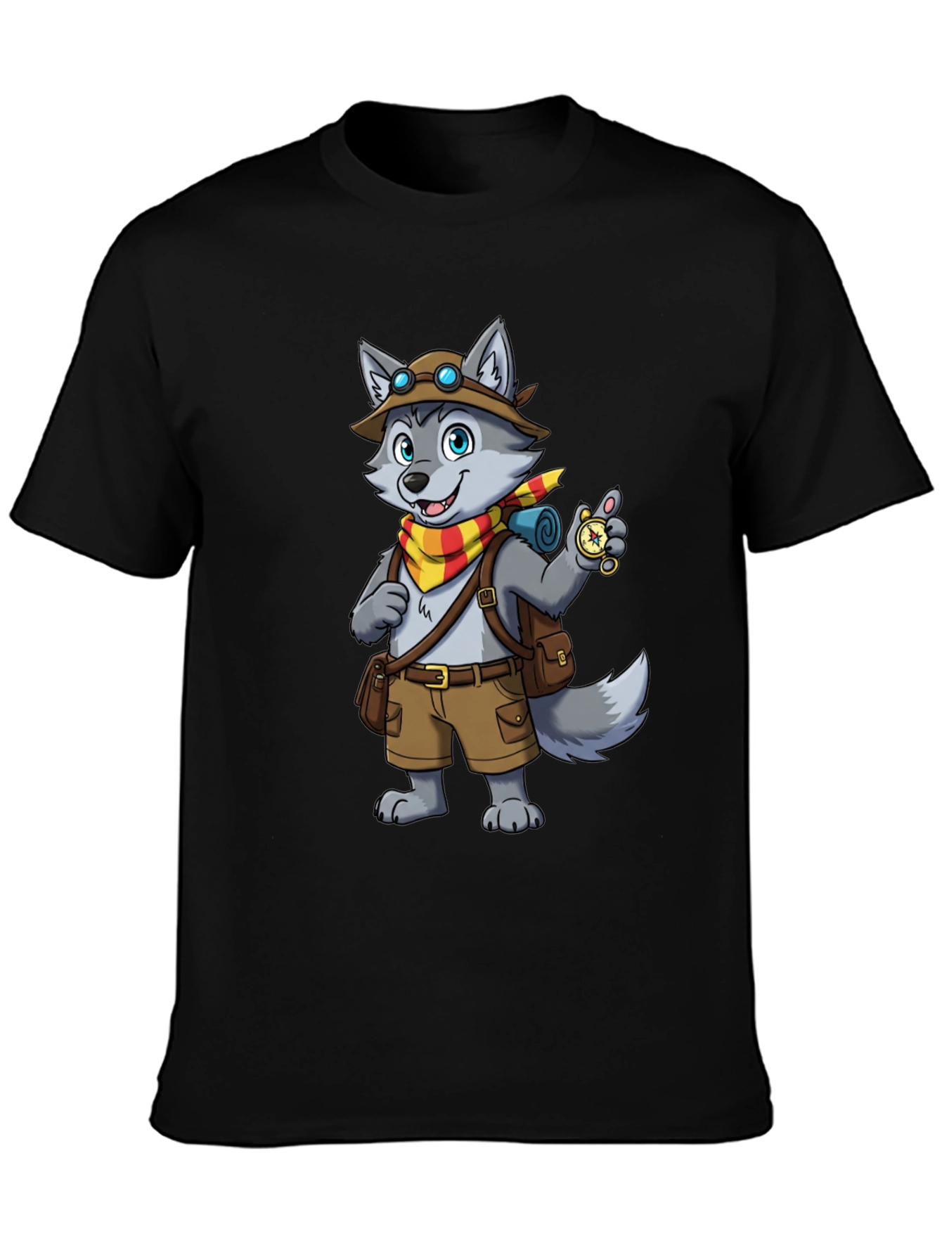 Adventurer Wolf Graphic Tee - Black Cotton