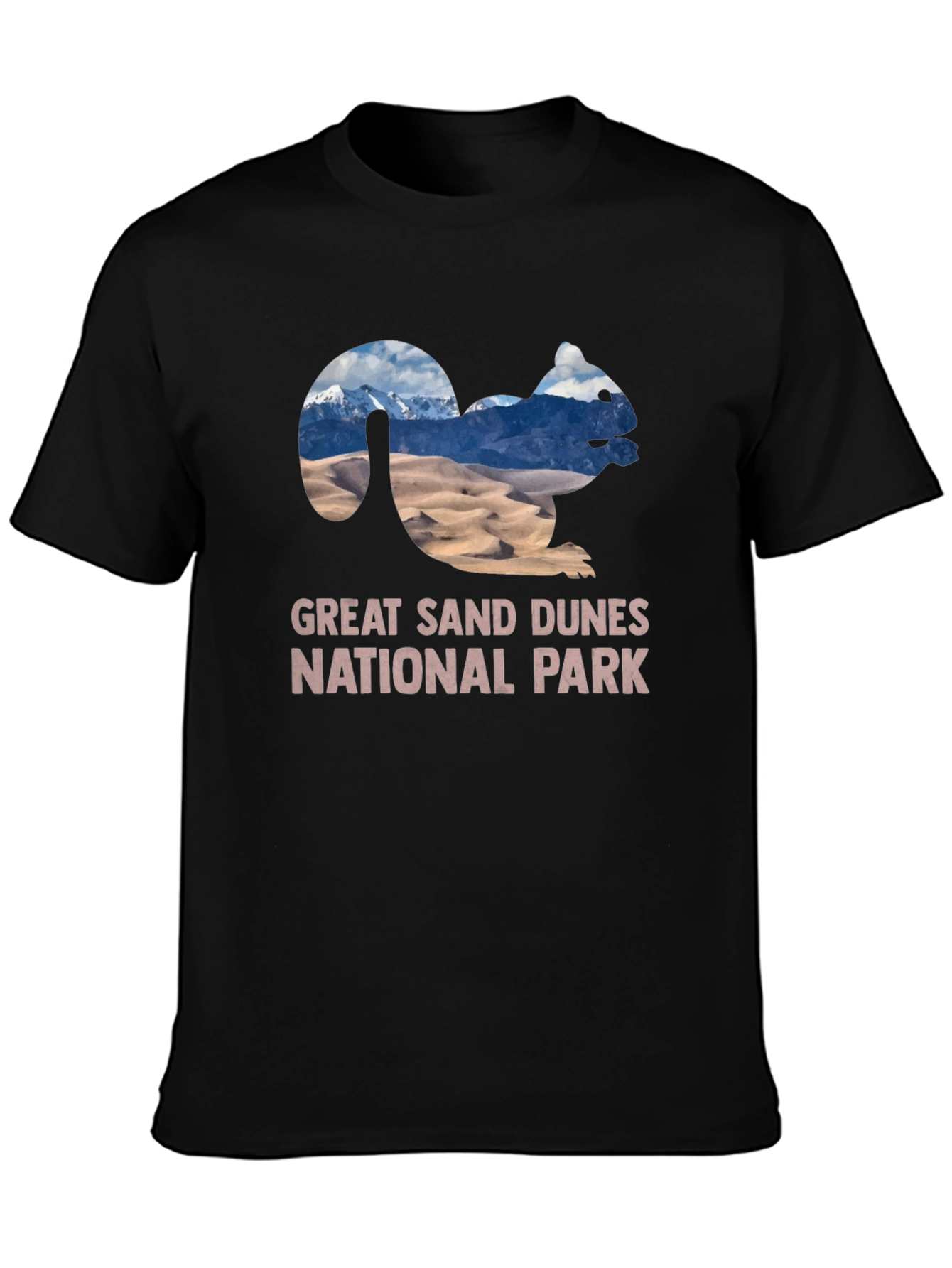 Great Sand Dunes NP Squirrel Black T-Shirt