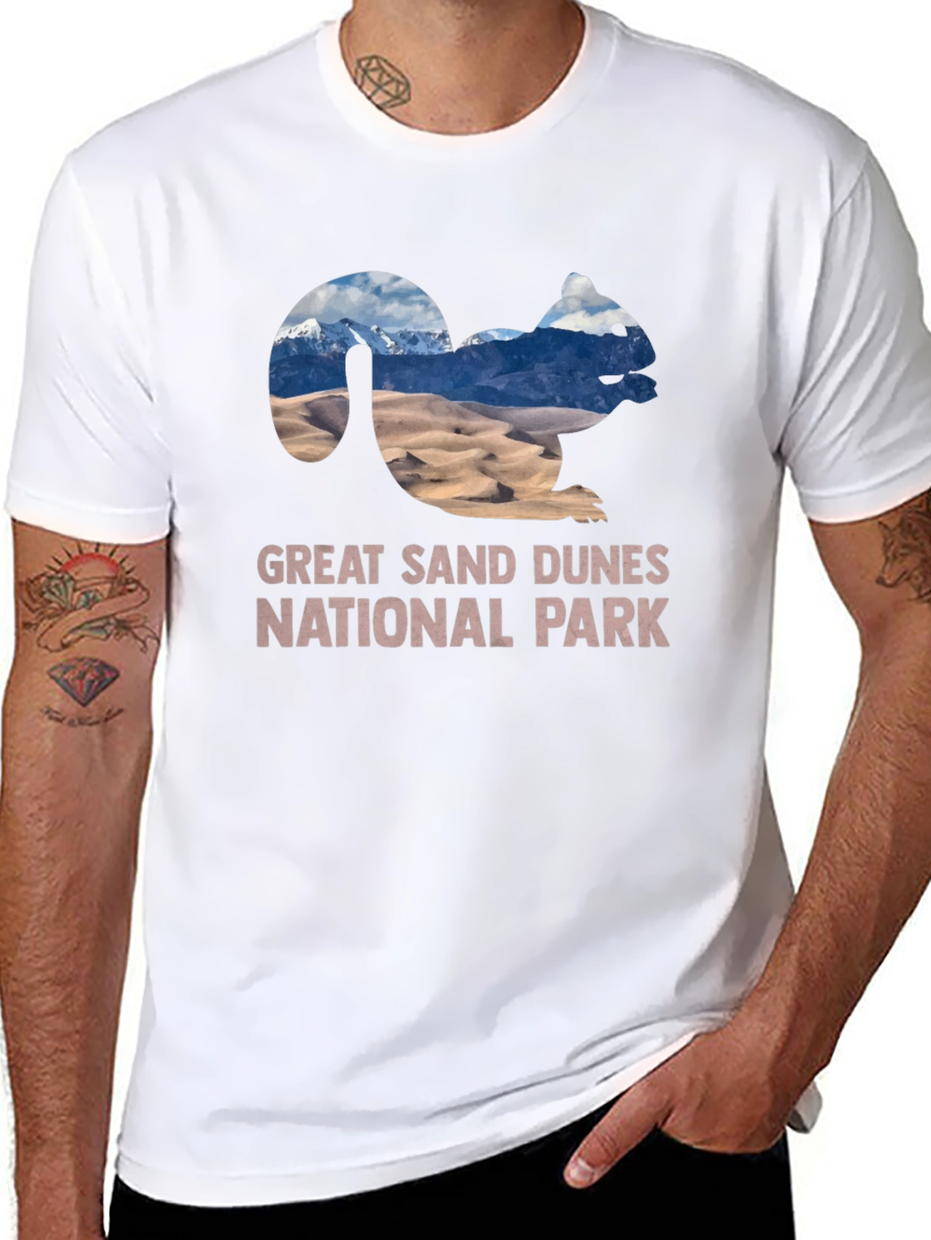 Great Sand Dunes NP Squirrel Black T-Shirt