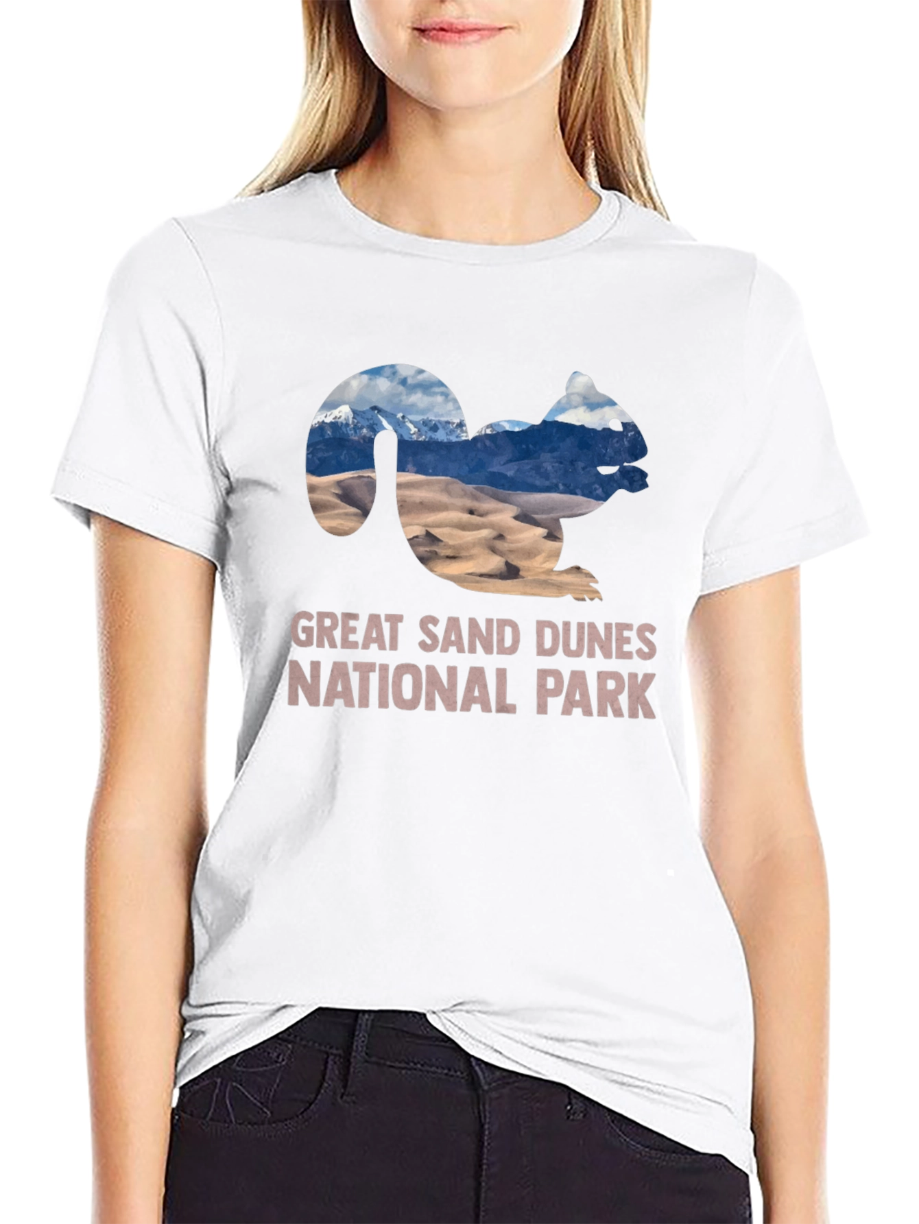 Great Sand Dunes NP Squirrel Black T-Shirt
