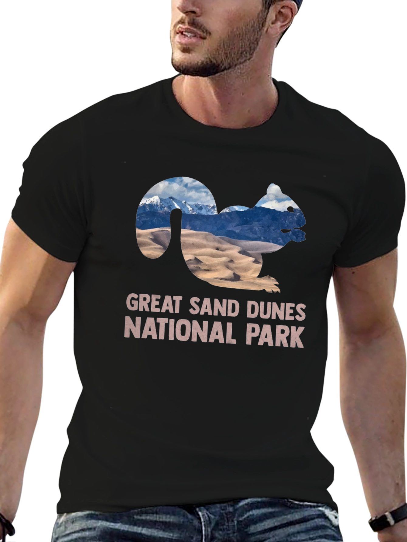 Great Sand Dunes NP Squirrel Black T-Shirt