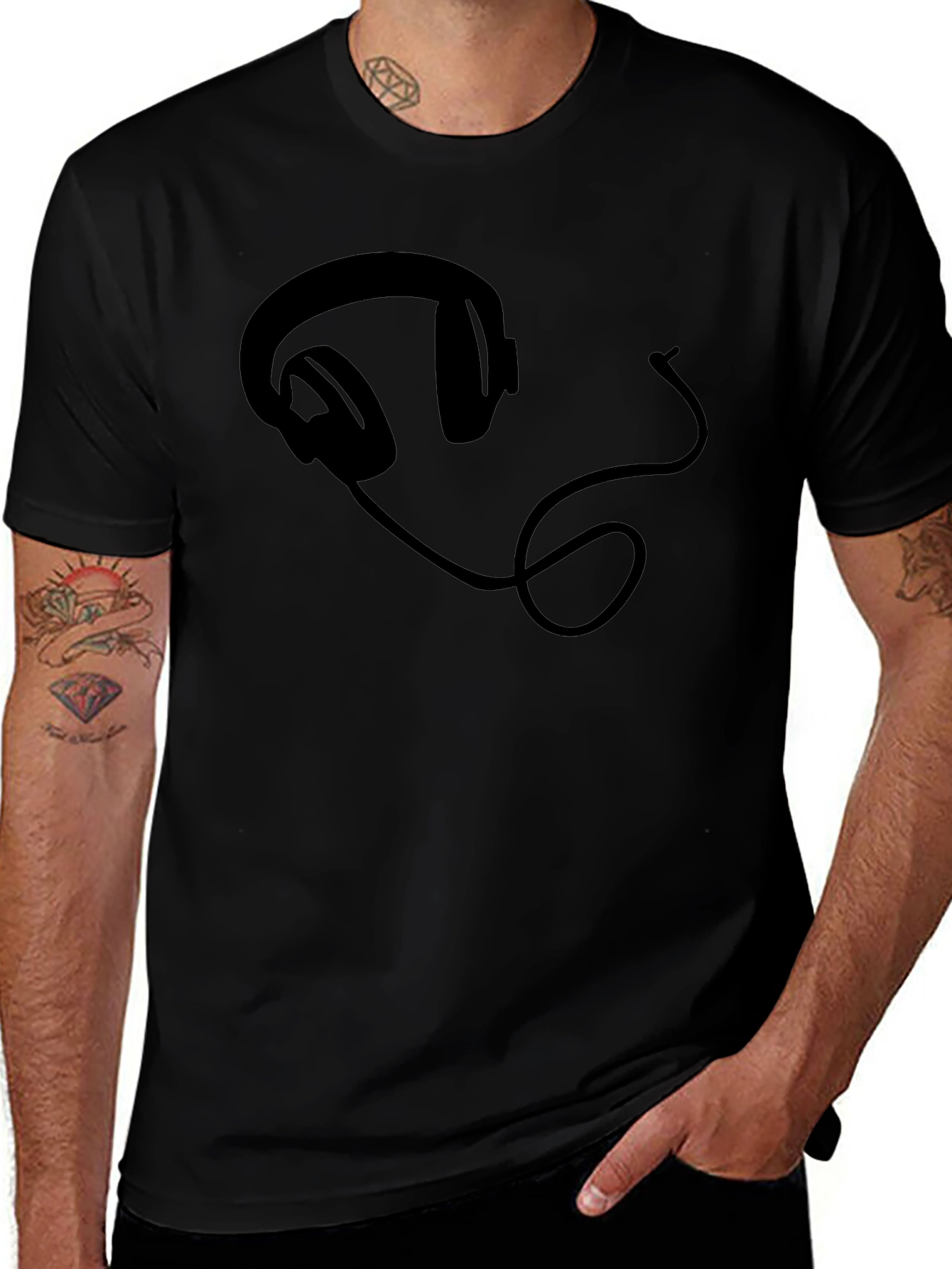 Headphone Graphic Tee - Black