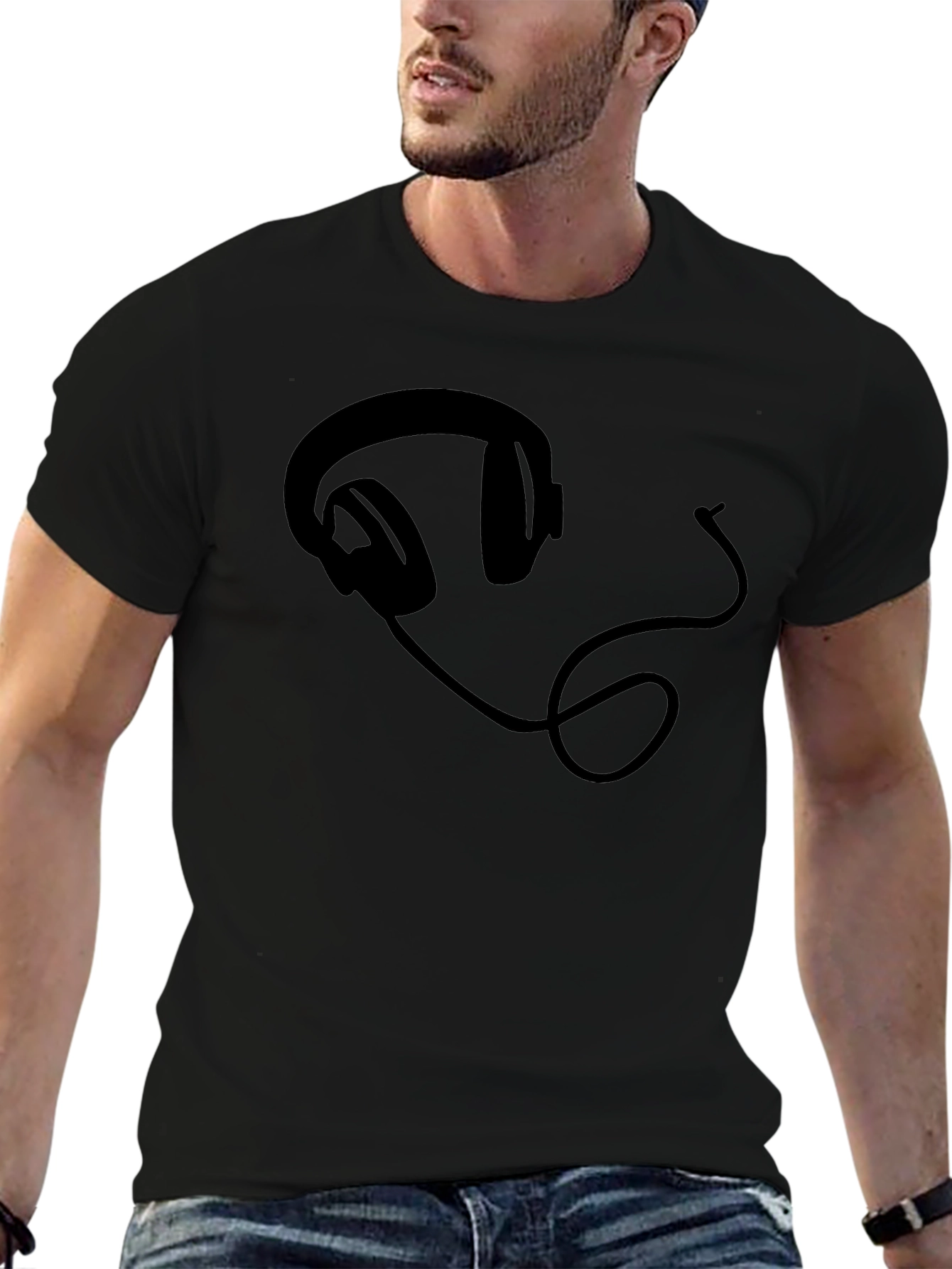 Headphone Graphic Tee - Black