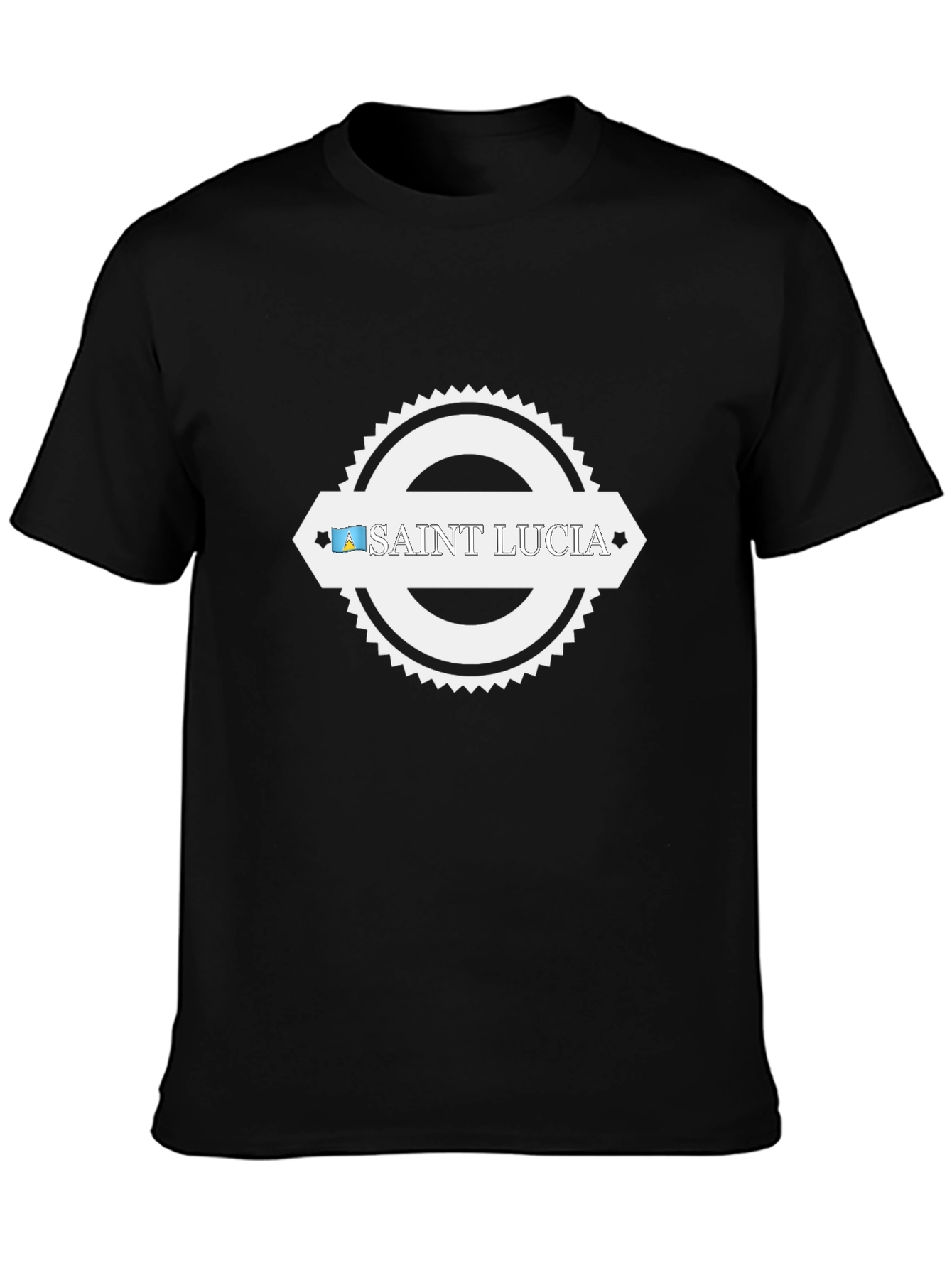 Saint Lucia Graphic T-Shirt Black Cotton Blend Tee