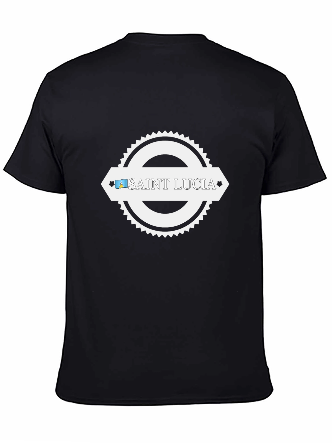 Saint Lucia Graphic T-Shirt Black Cotton Blend Tee