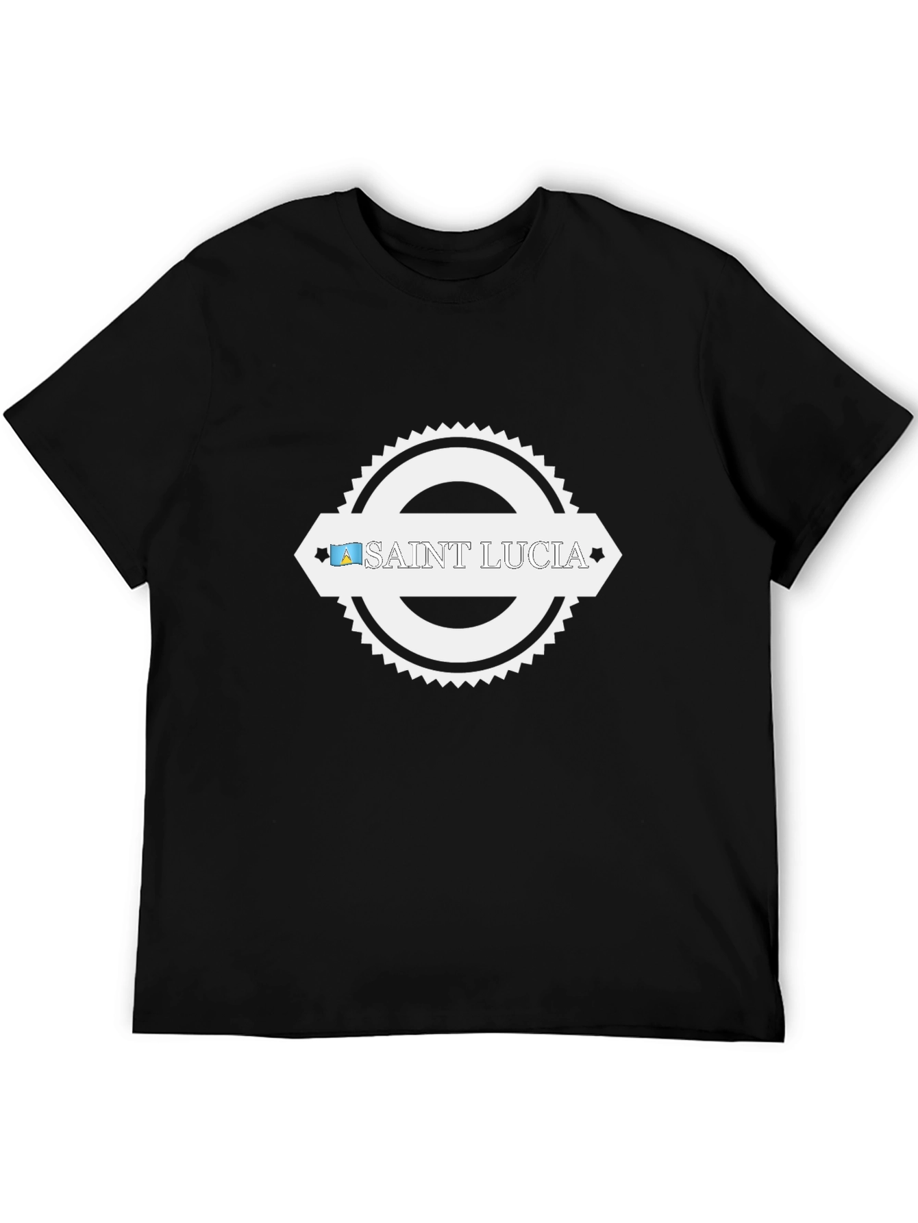Saint Lucia Graphic T-Shirt Black Cotton Blend Tee