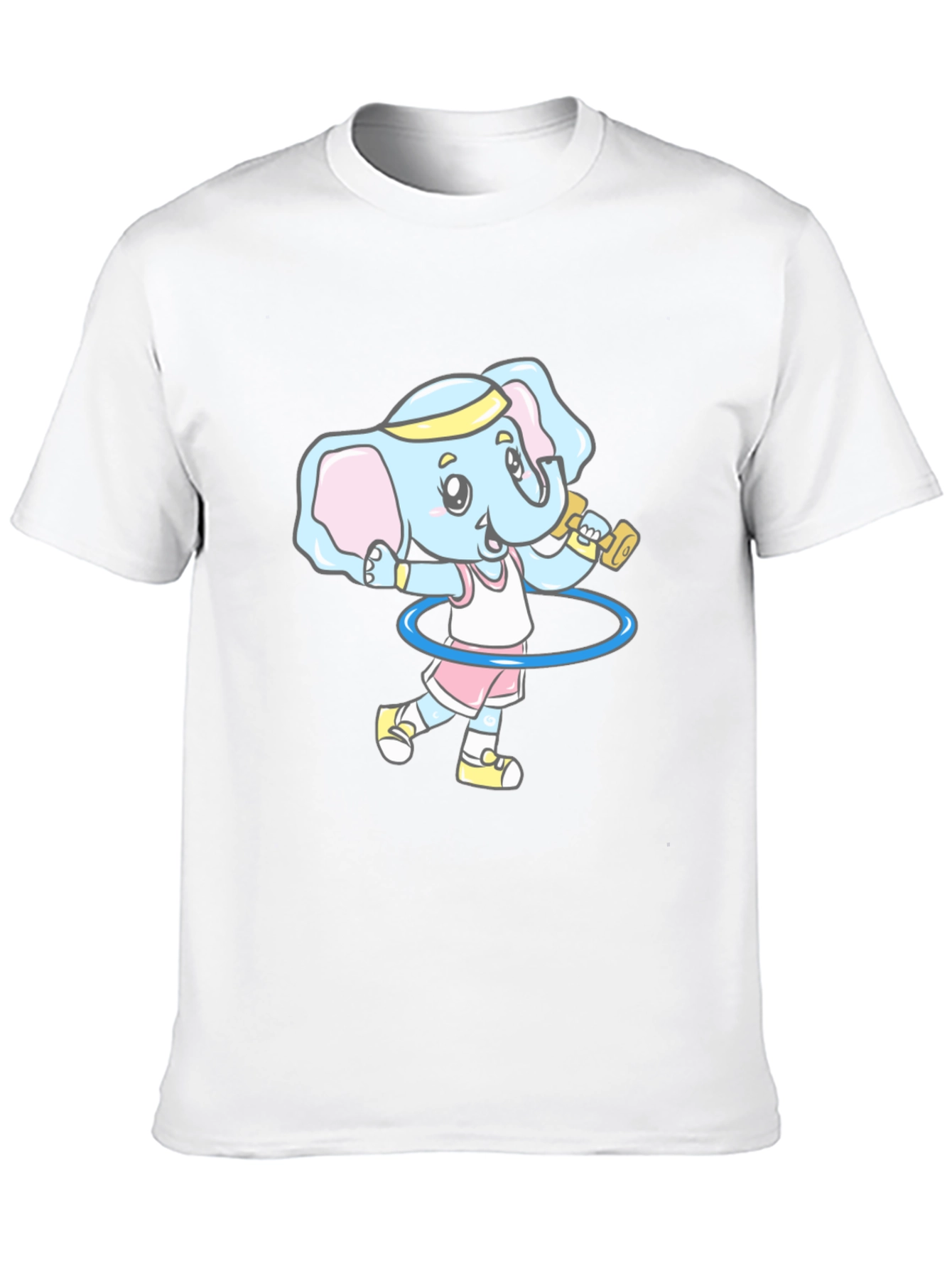 Elephant Gym Cartoon Black T-Shirt
