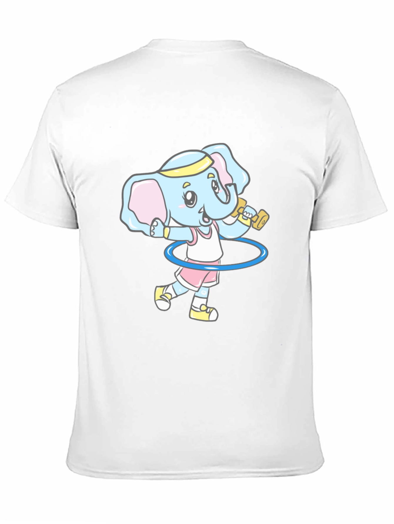 Elephant Gym Cartoon Black T-Shirt