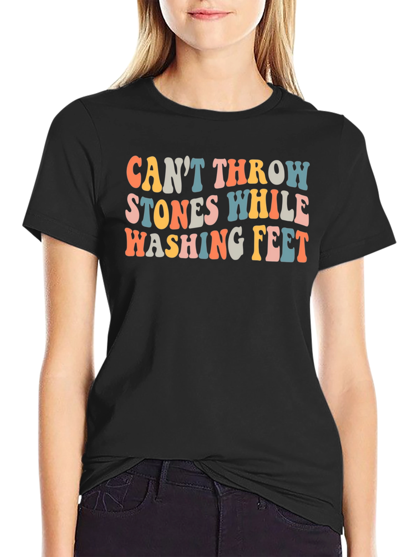Retro Cant Throw Stones Graphic Tee