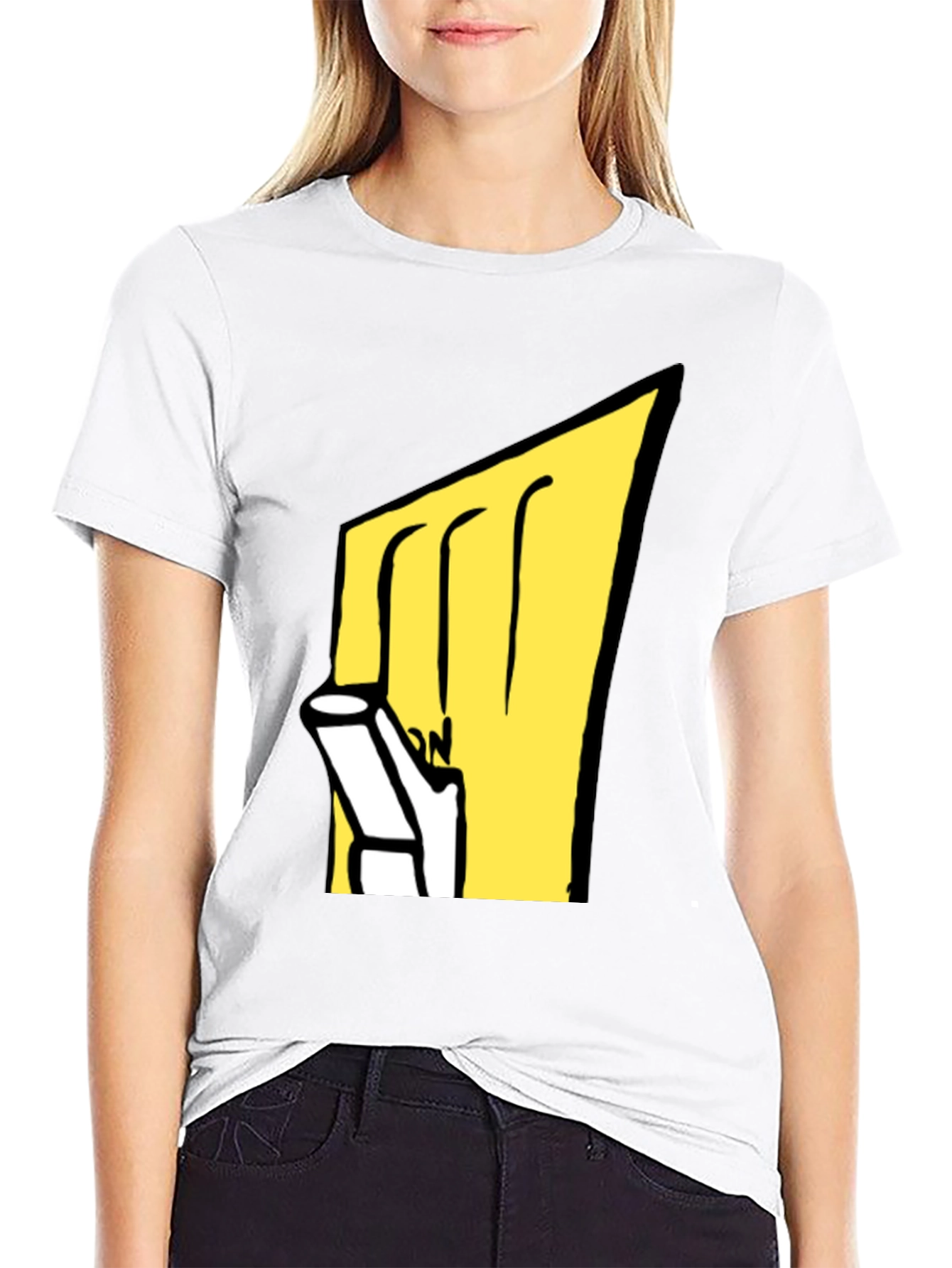 Cartoon Graphic Tee - Black Cotton Blend