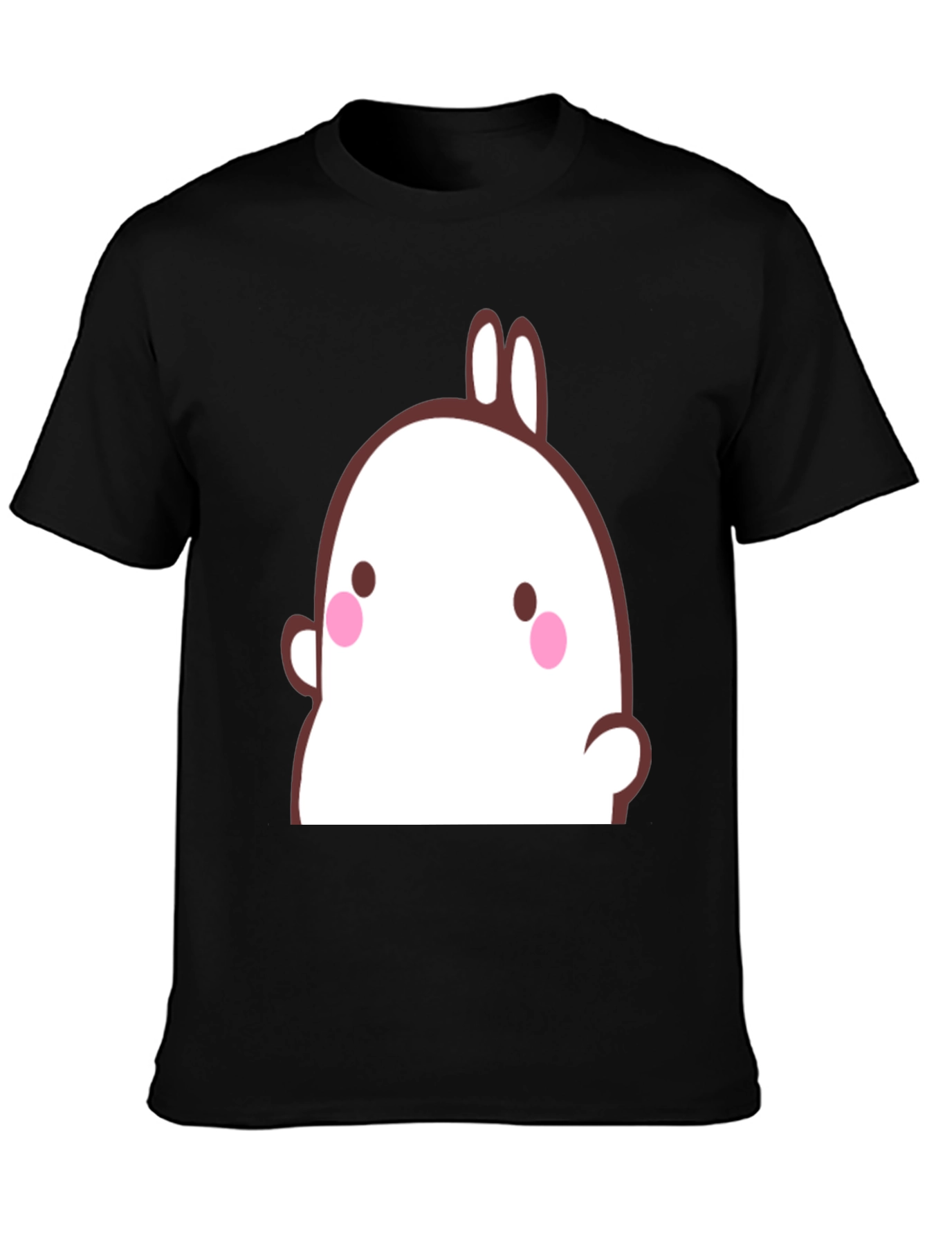 Cute Cartoon Bunny Graphic Black T-Shirt