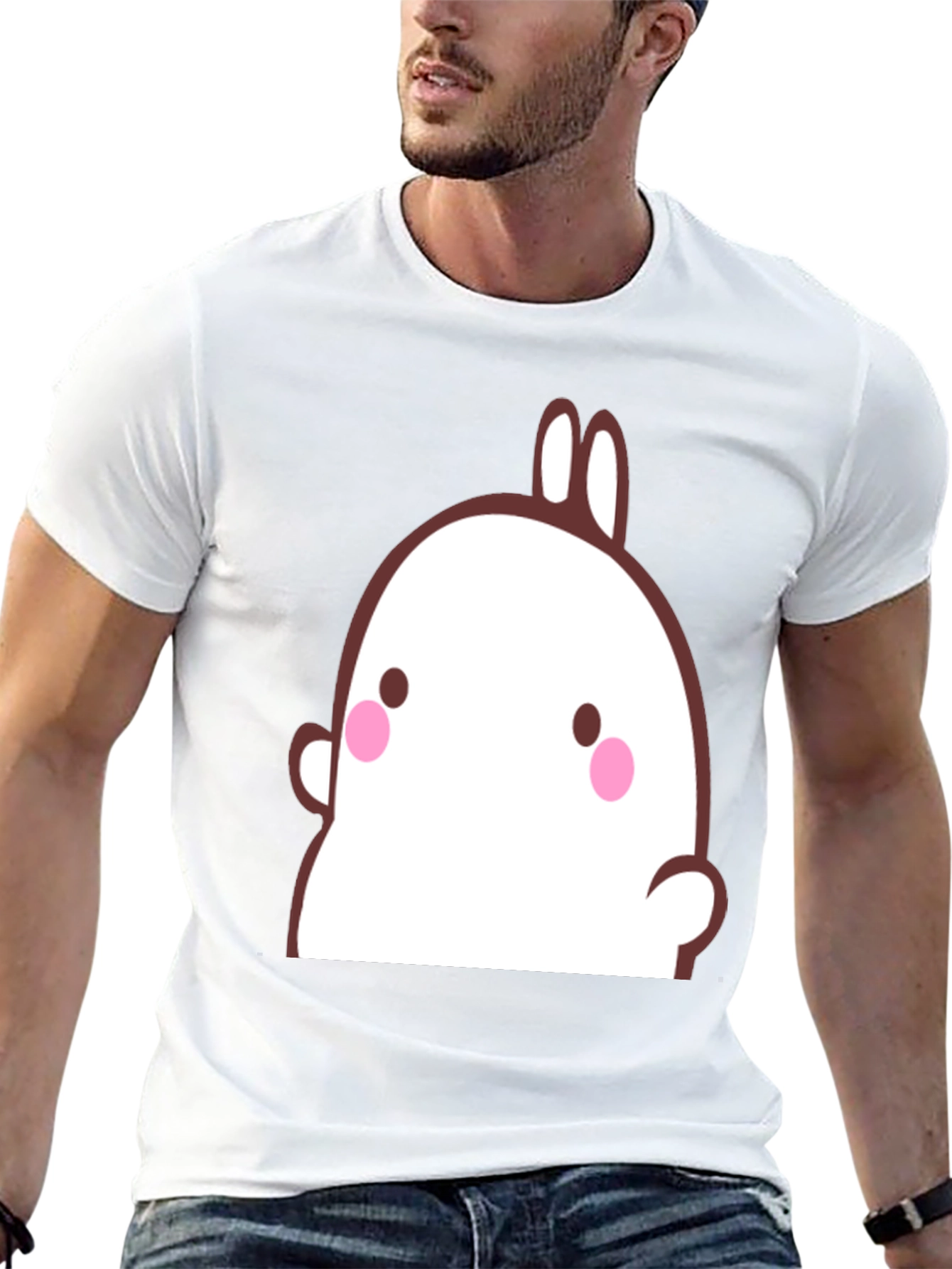 Cute Cartoon Bunny Graphic Black T-Shirt