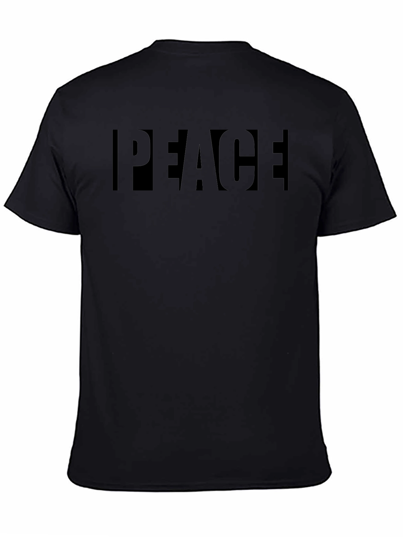 Mens Black Peace Graphic Crew Neck T-Shirt