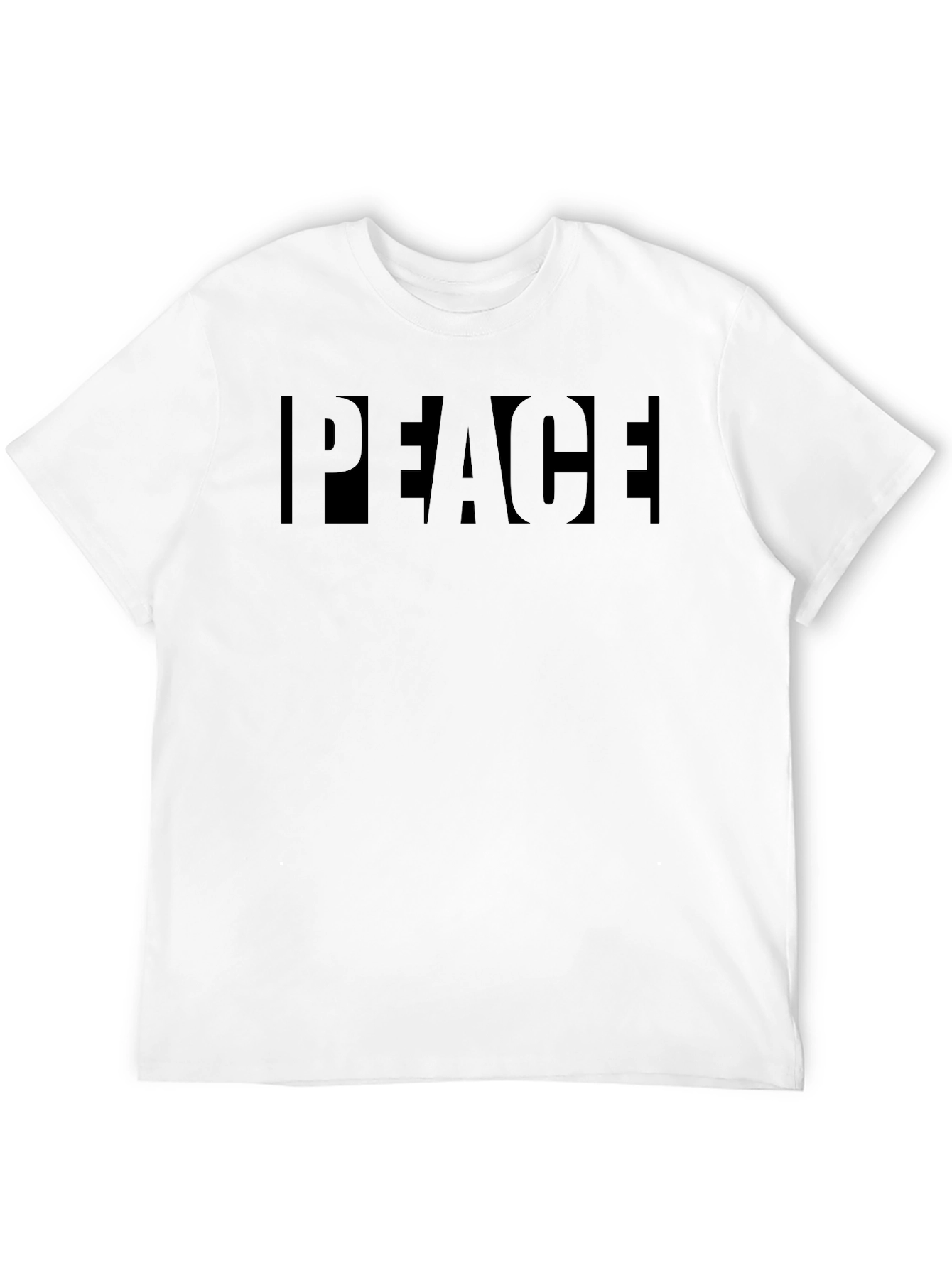 Mens Black Peace Graphic Crew Neck T-Shirt