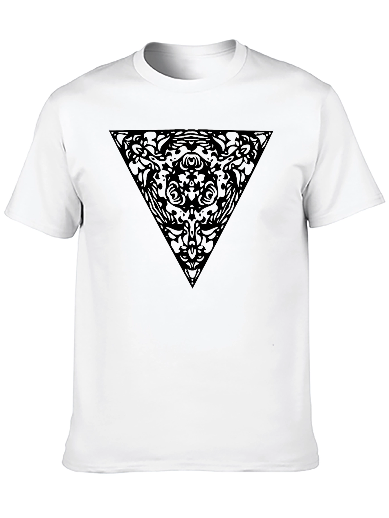 Black T-Shirt with Geometric Triangle Design