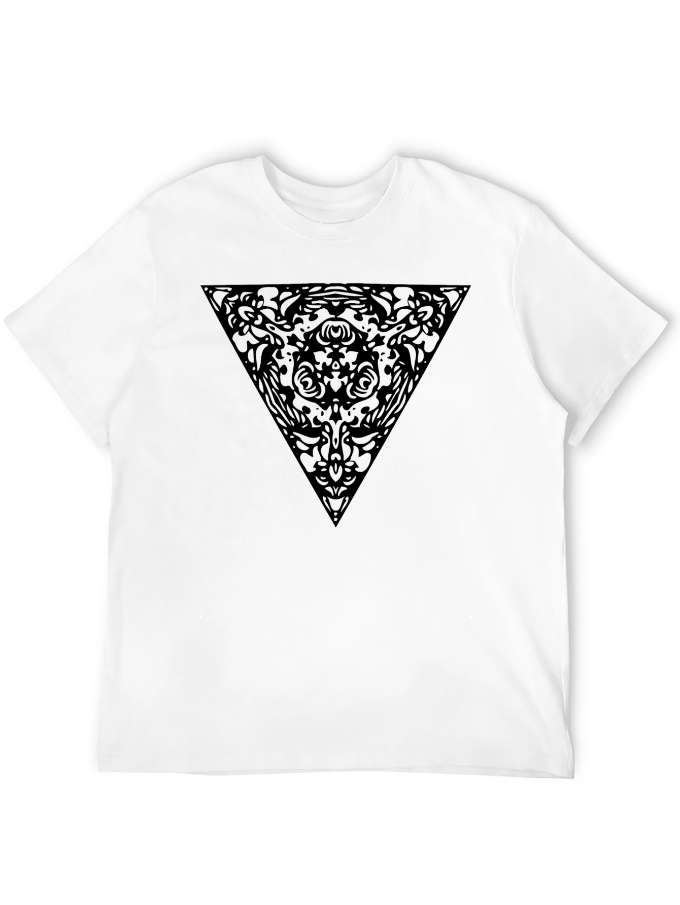 Black T-Shirt with Geometric Triangle Design