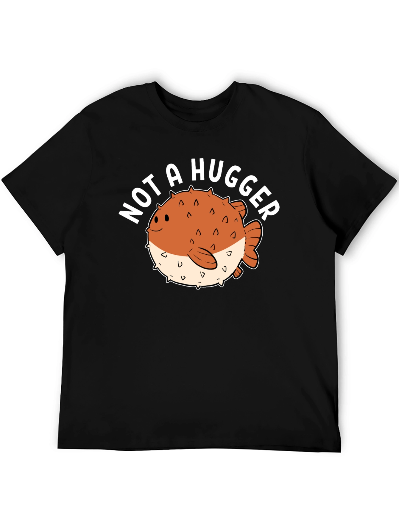 Not a Hugger Pufferfish Graphic Tee - Black