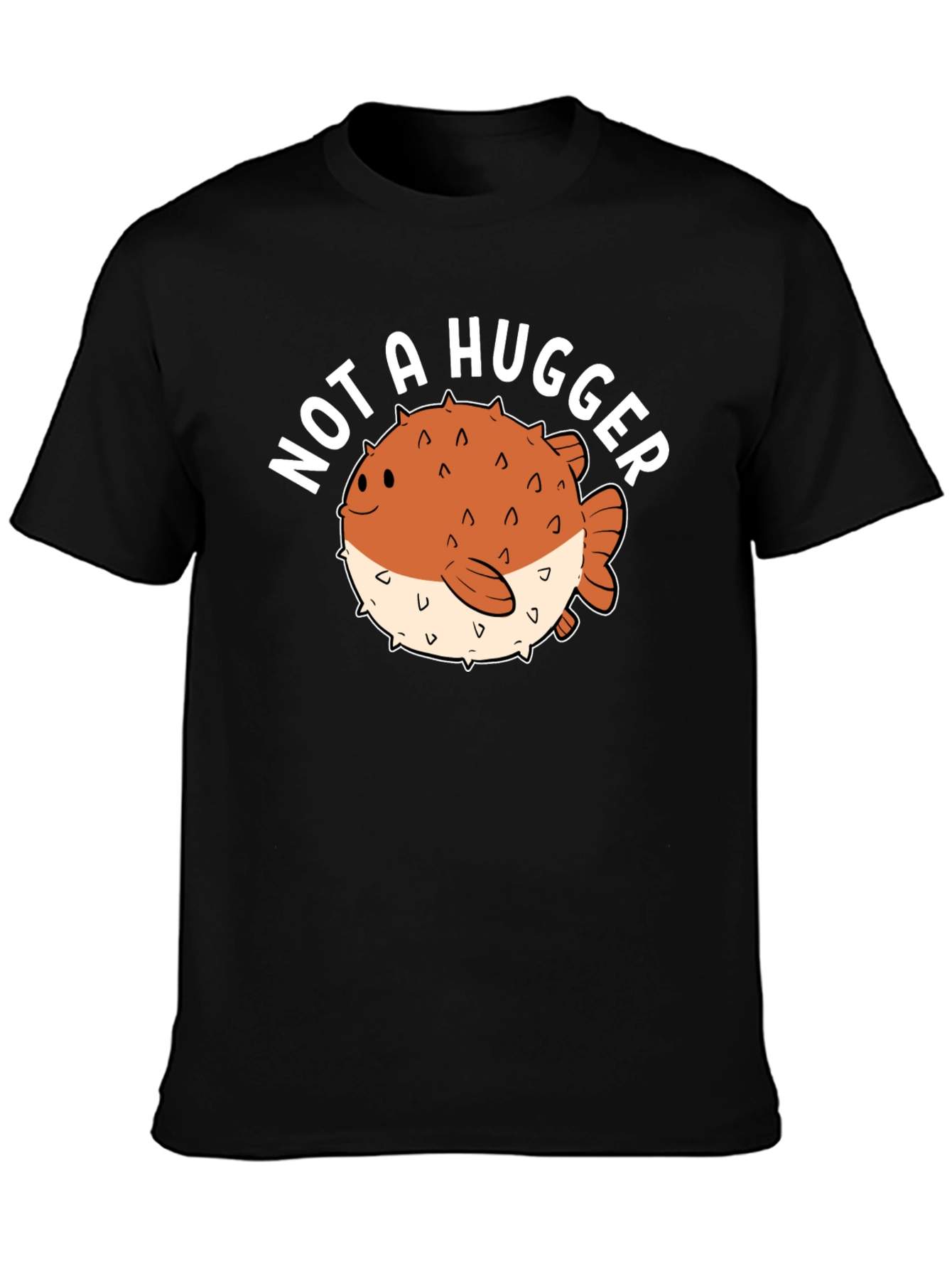 Not a Hugger Pufferfish Graphic Tee - Black