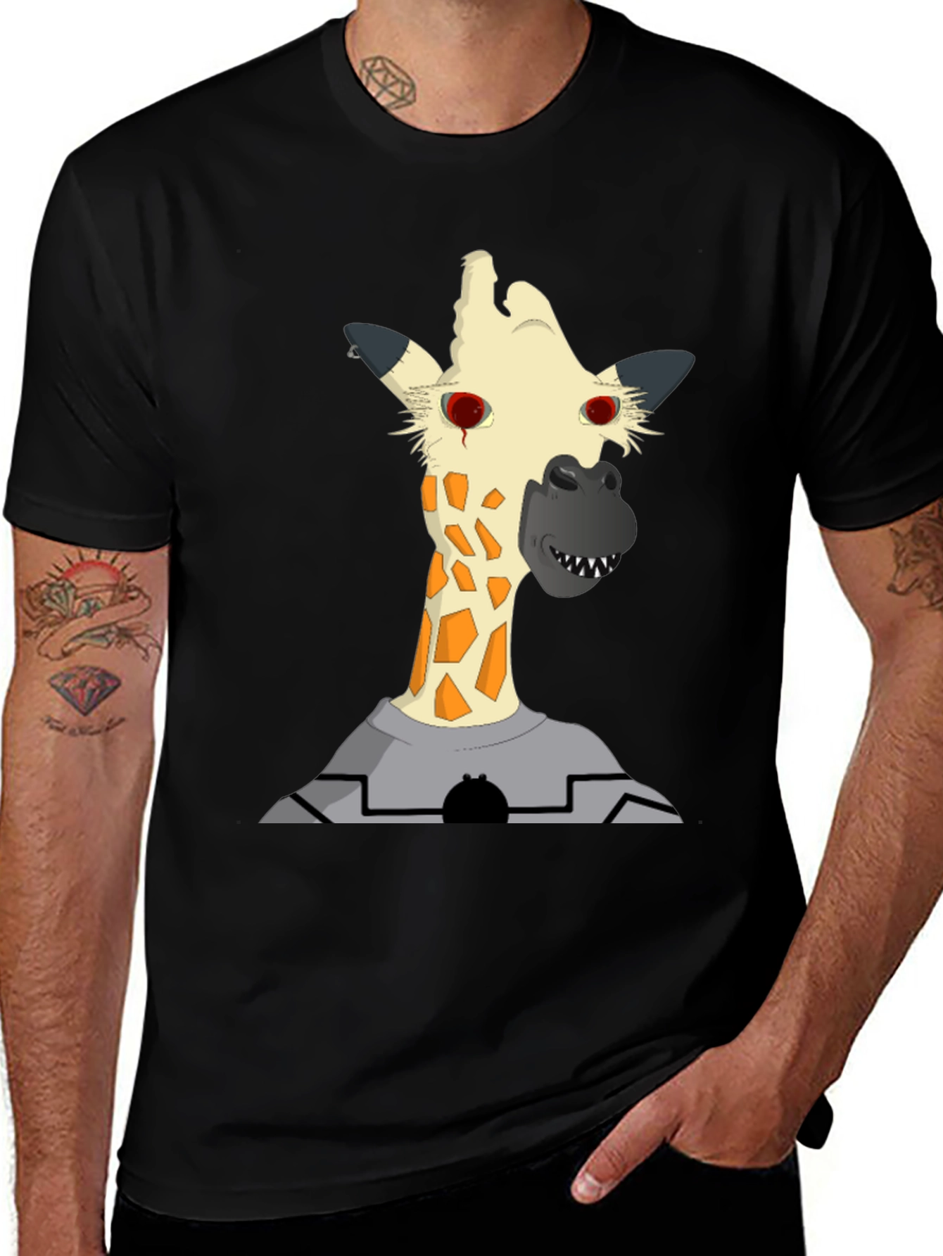 Giraffe Zombie T-Shirt - Mens Black Tee