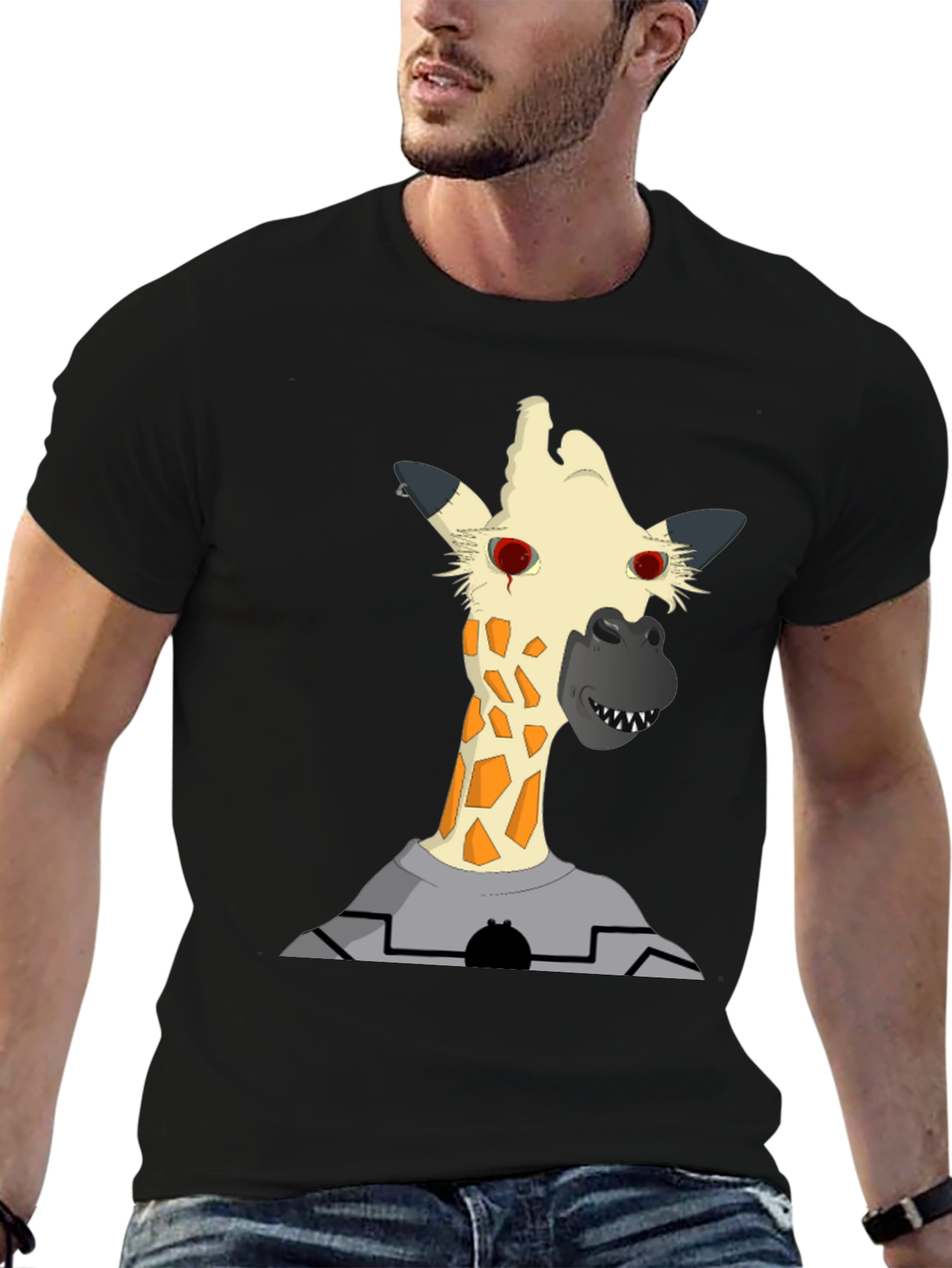 Giraffe Zombie T-Shirt - Mens Black Tee