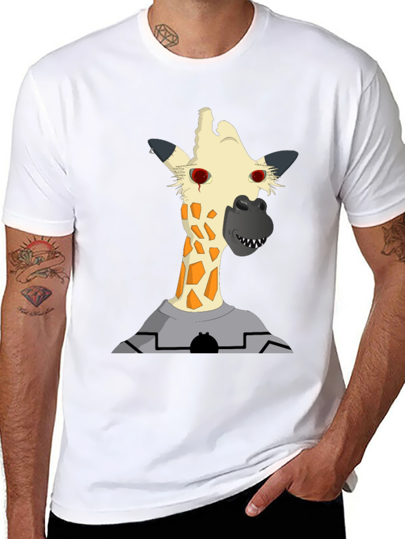 Giraffe Zombie T-Shirt - Mens Black Tee